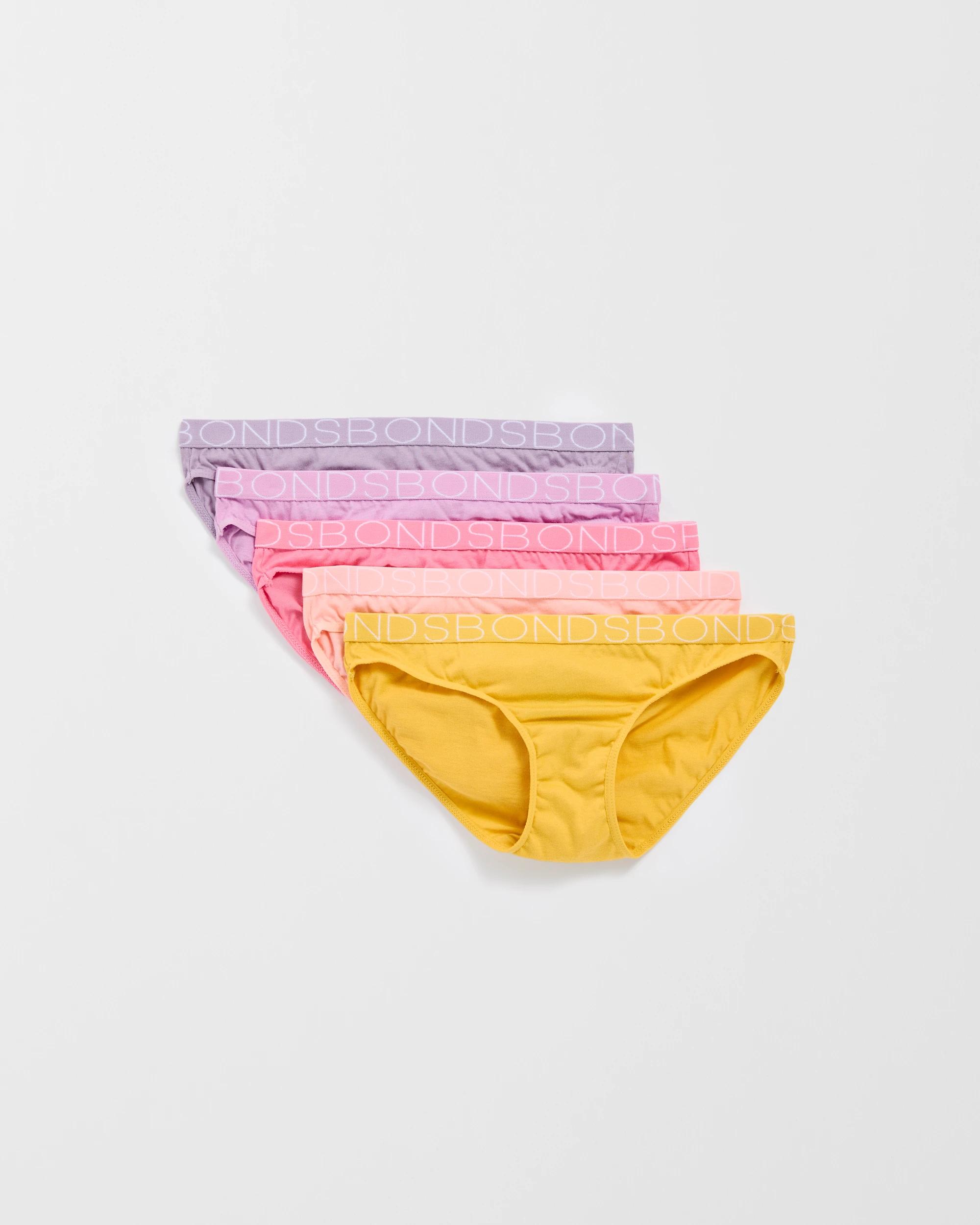 1 Bonds Girls 5 Pack Bikini Briefs UWCE5A_02K RAINBOW SOLIDS, 1 of 2