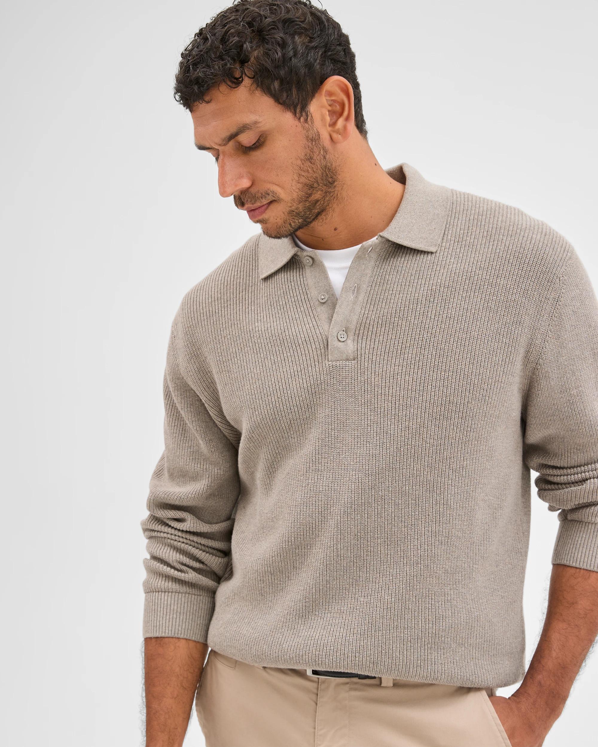 2 Target Man Australian Cotton Lightweight Long Sleeve Polo Neck Knit Jumper ROCK, 2 of 8