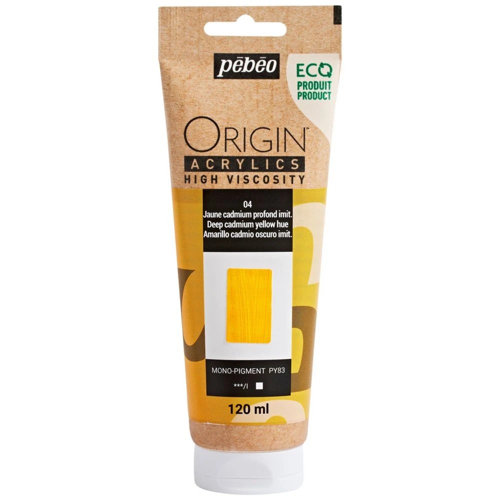 1 Pebeo Origin Acrylic Paint 120mL Deep Cadmium Yellow Hue, 1 of 2