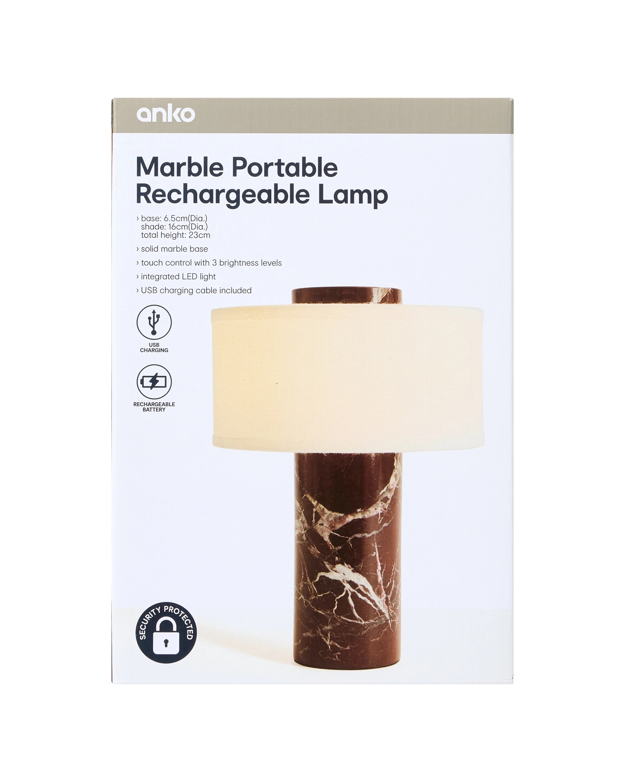 7 Marble Portable Rechargeable Lamp - Merlot, 7 of 7