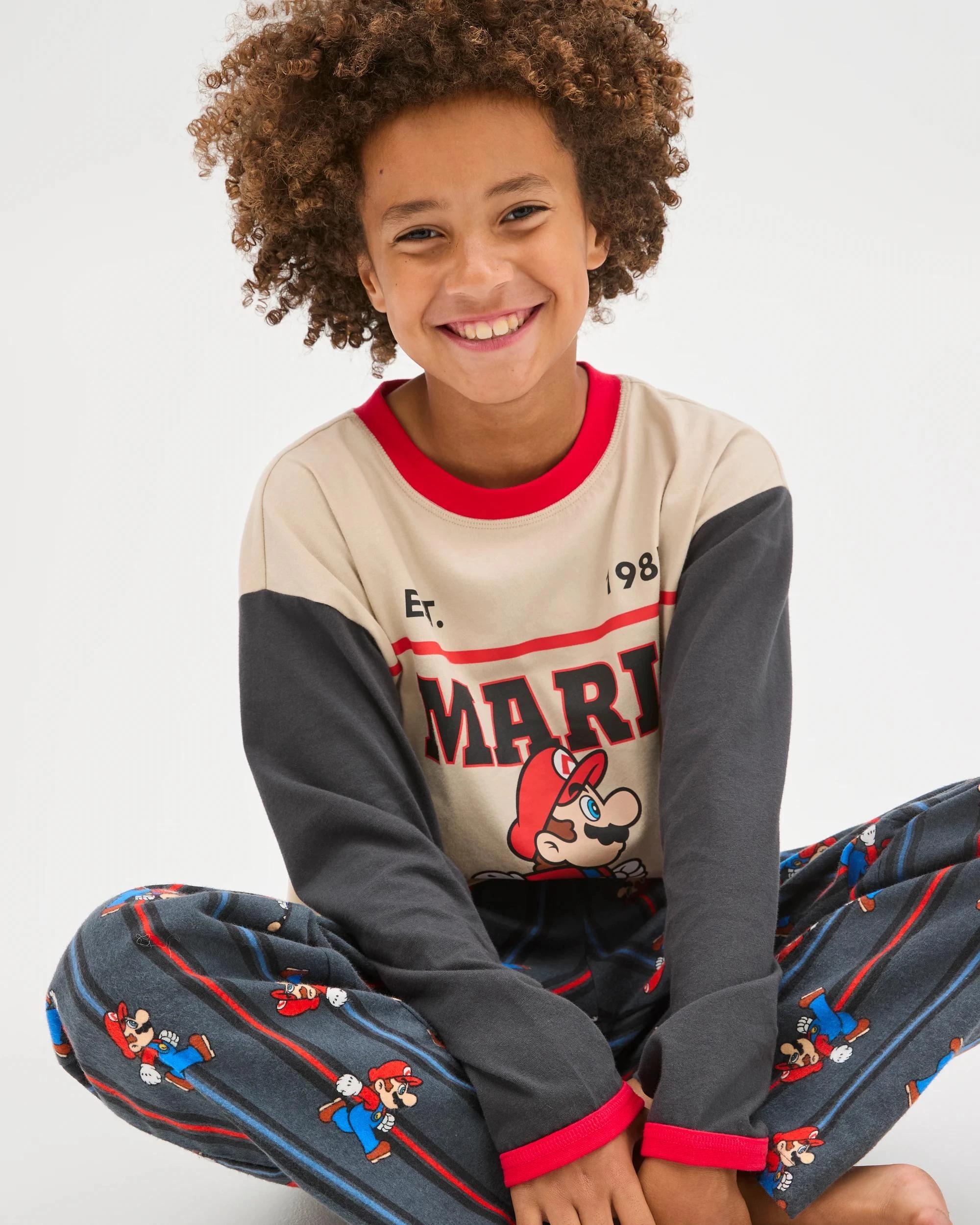 3 Super Mario Australian Cotton Older Boys Knit/Flannel Pyjama Set MARIO, 3 of 7