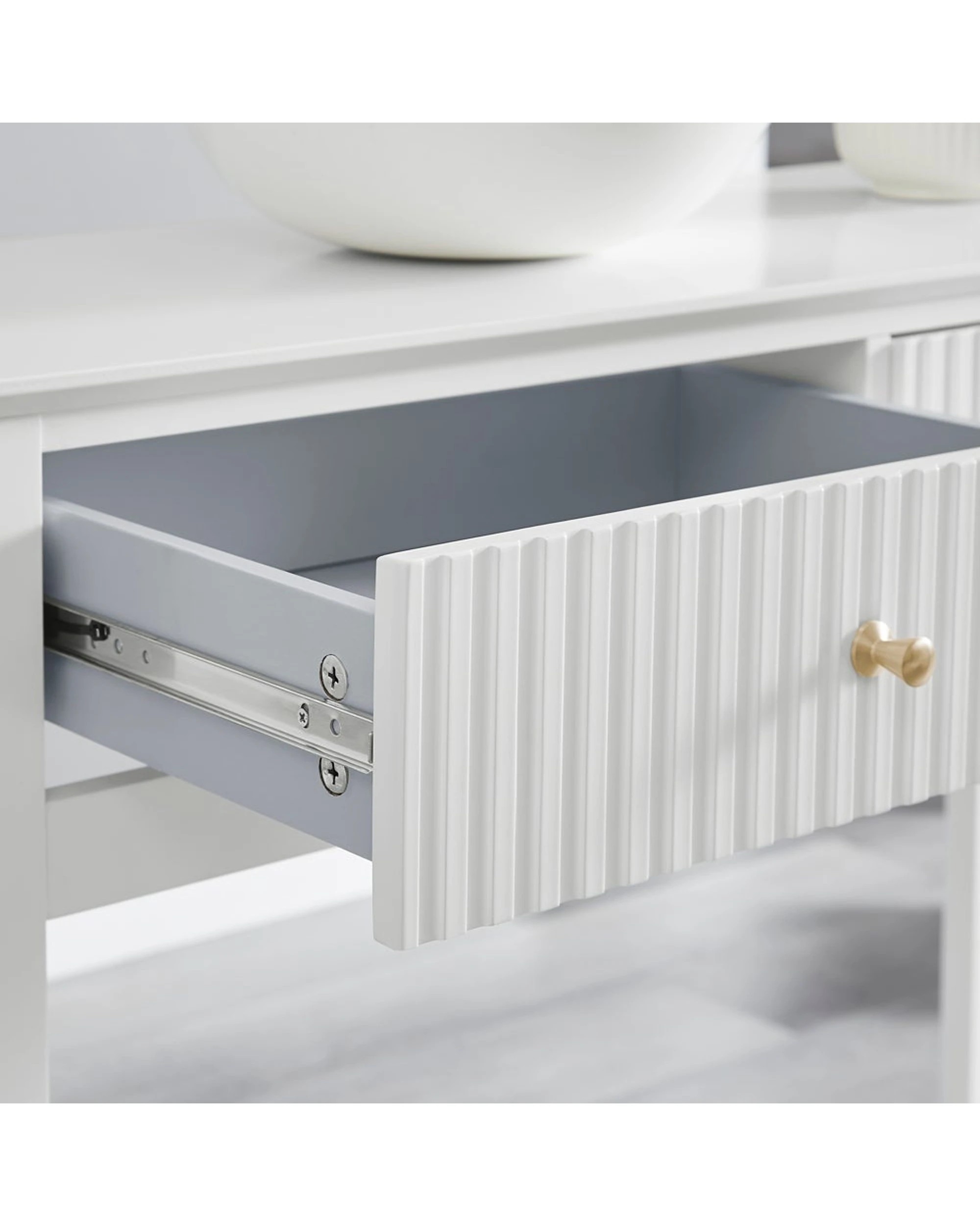 3 Alpine Bay Zara Fluted Console Table 100cm - White, 3 of 9
