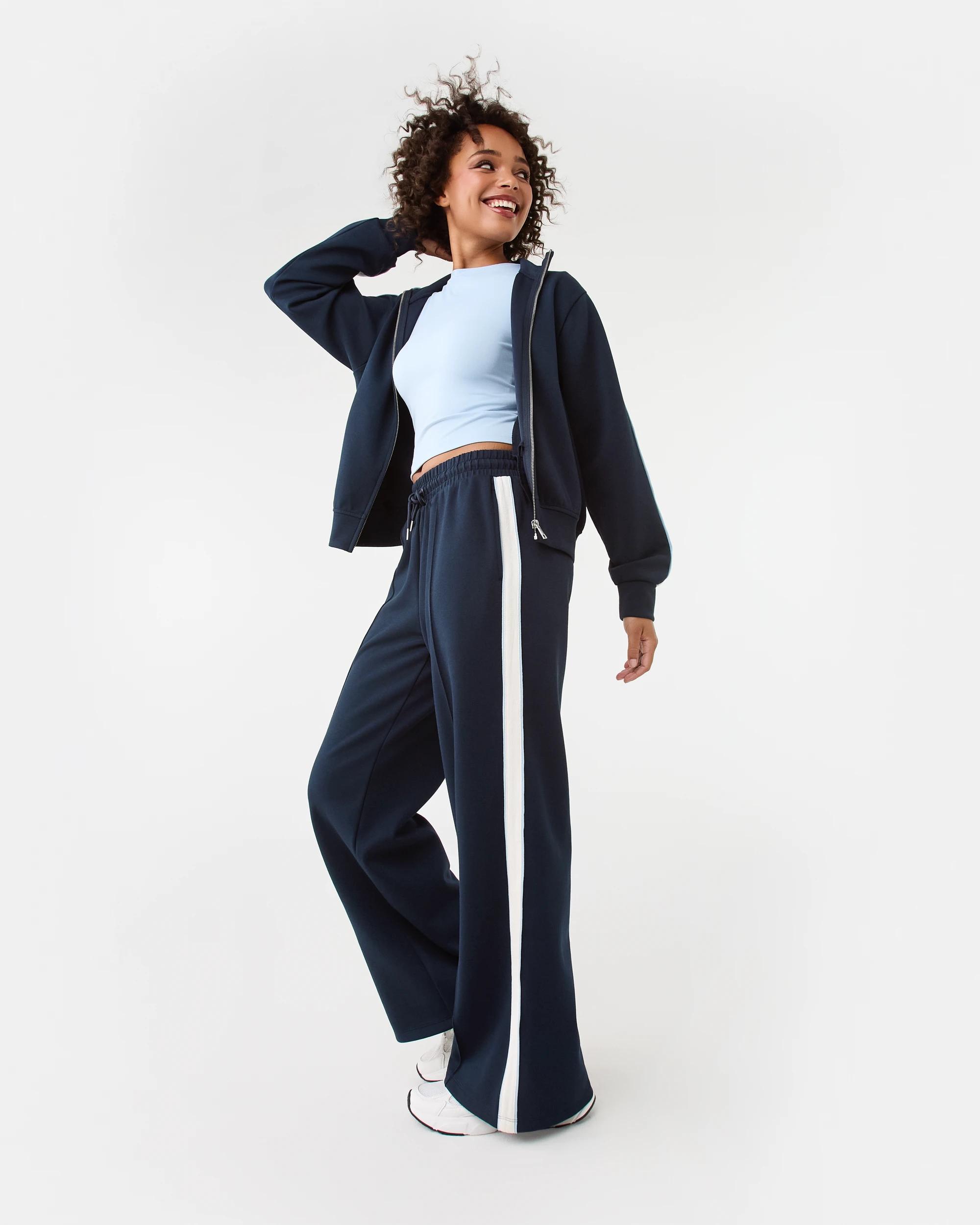 8 Active Womens Retro Wide Leg Trackpants Shade Navy, 8 of 8