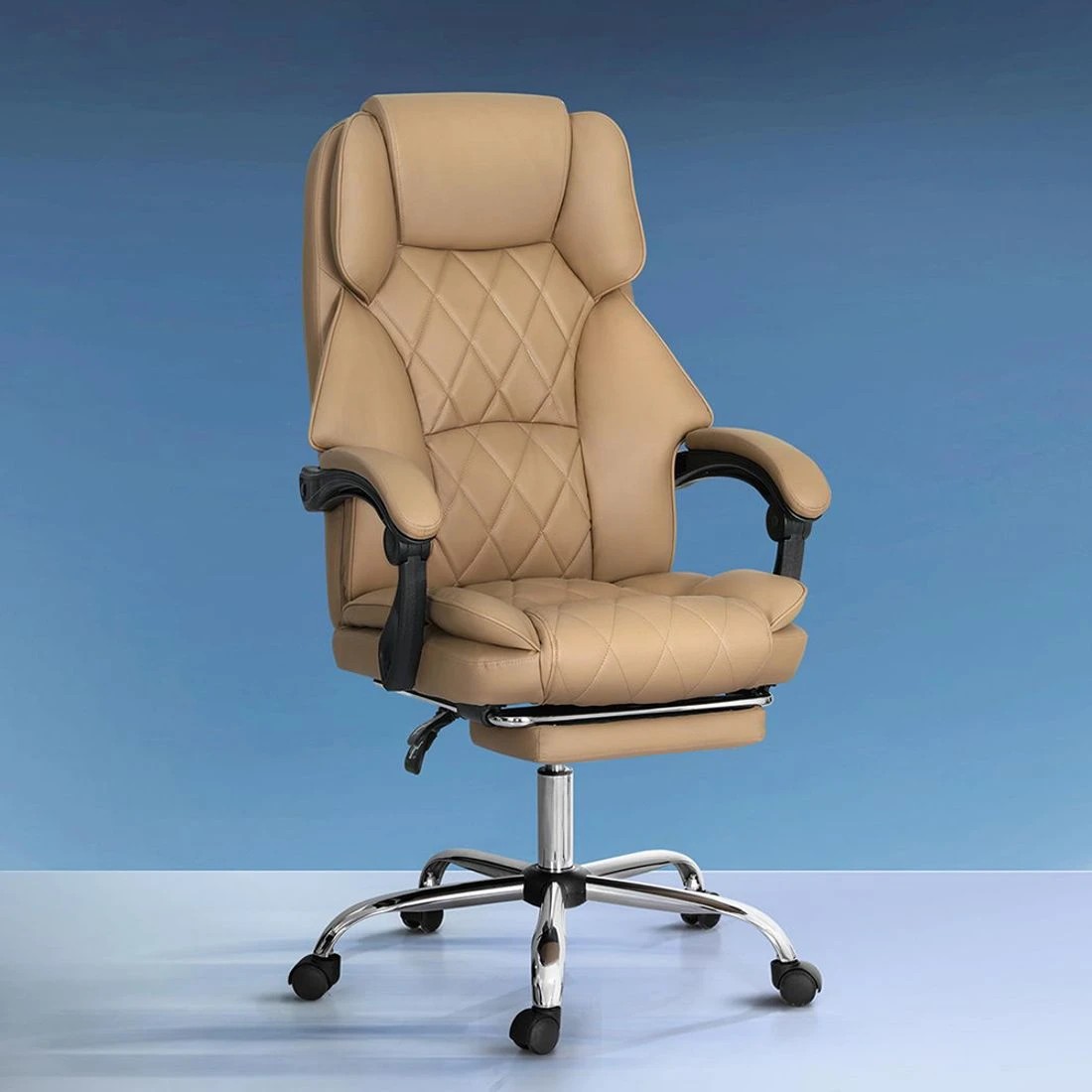 3 Artiss Executive Office Chair Leather Footrest Espresso - Brown, 3 of 7