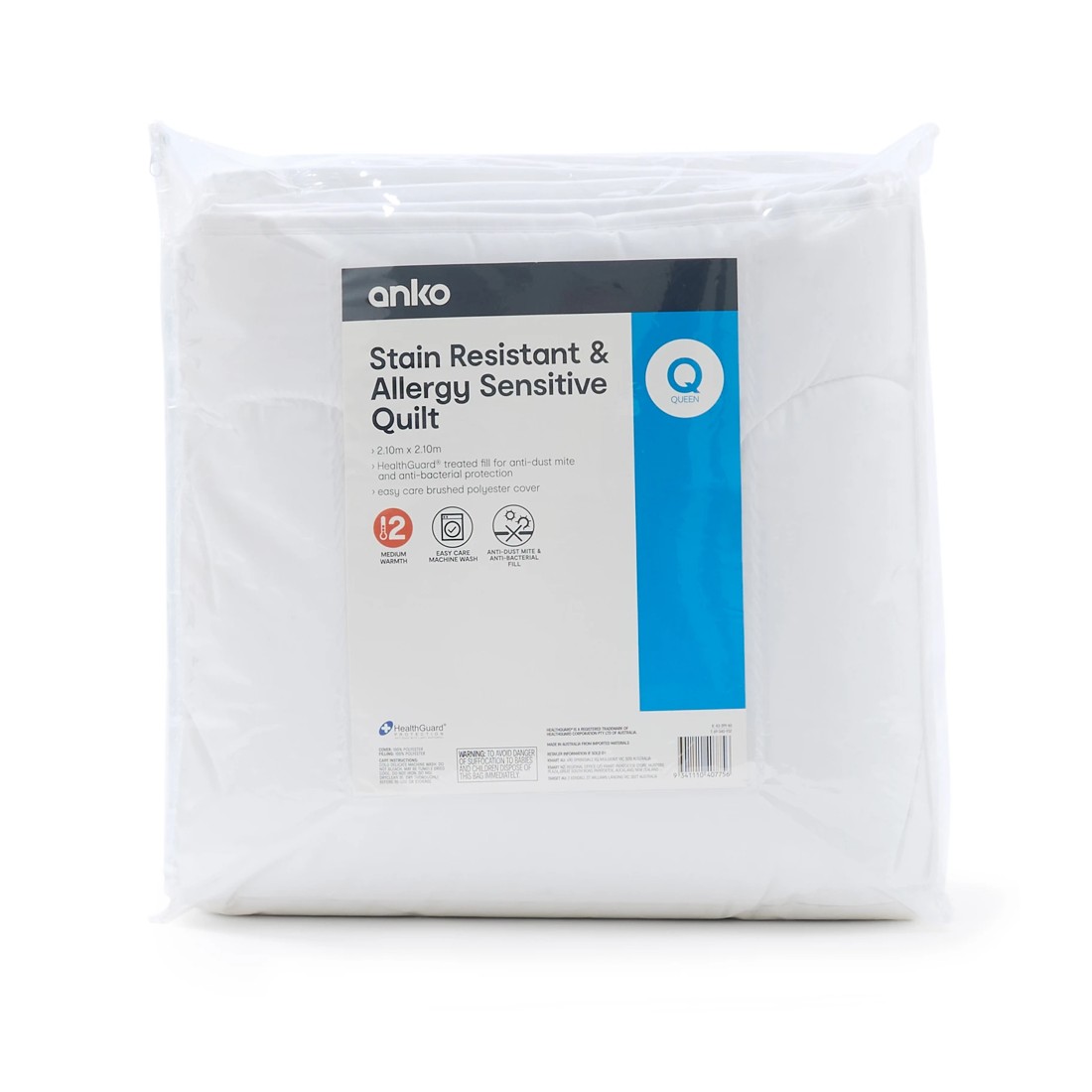 1 Stain Resistant and Allergy Sensitive Quilt - Queen Bed, White, 1 of 5