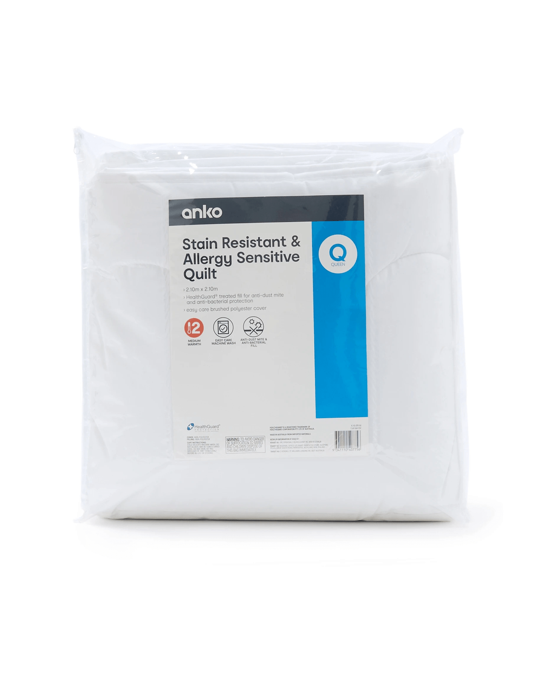 1 Stain Resistant and Allergy Sensitive Quilt - Queen Bed, White, 1 of 5