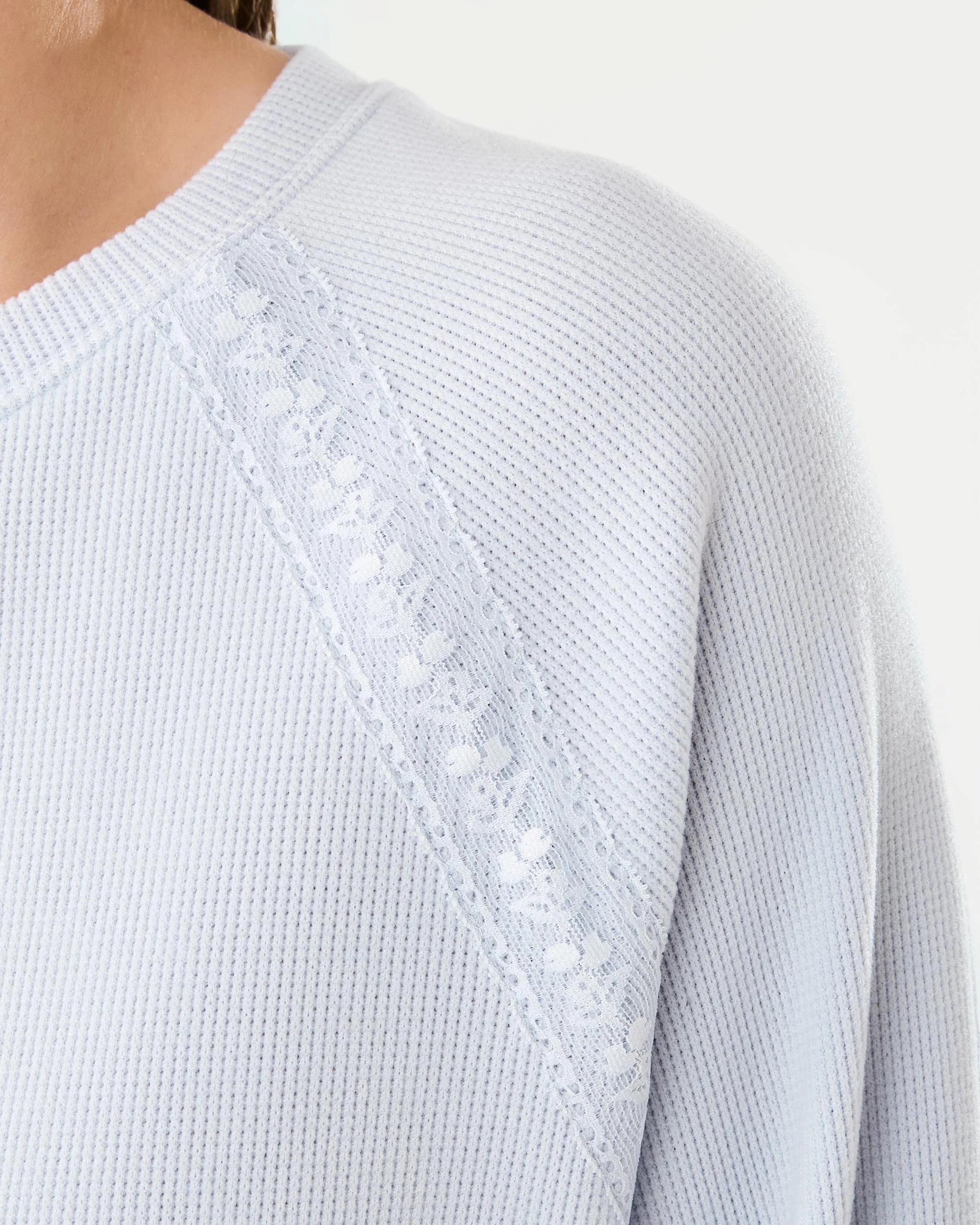 5 Long Sleeve Waffle Lace Lounge Top Halo Blue, 5 of 7