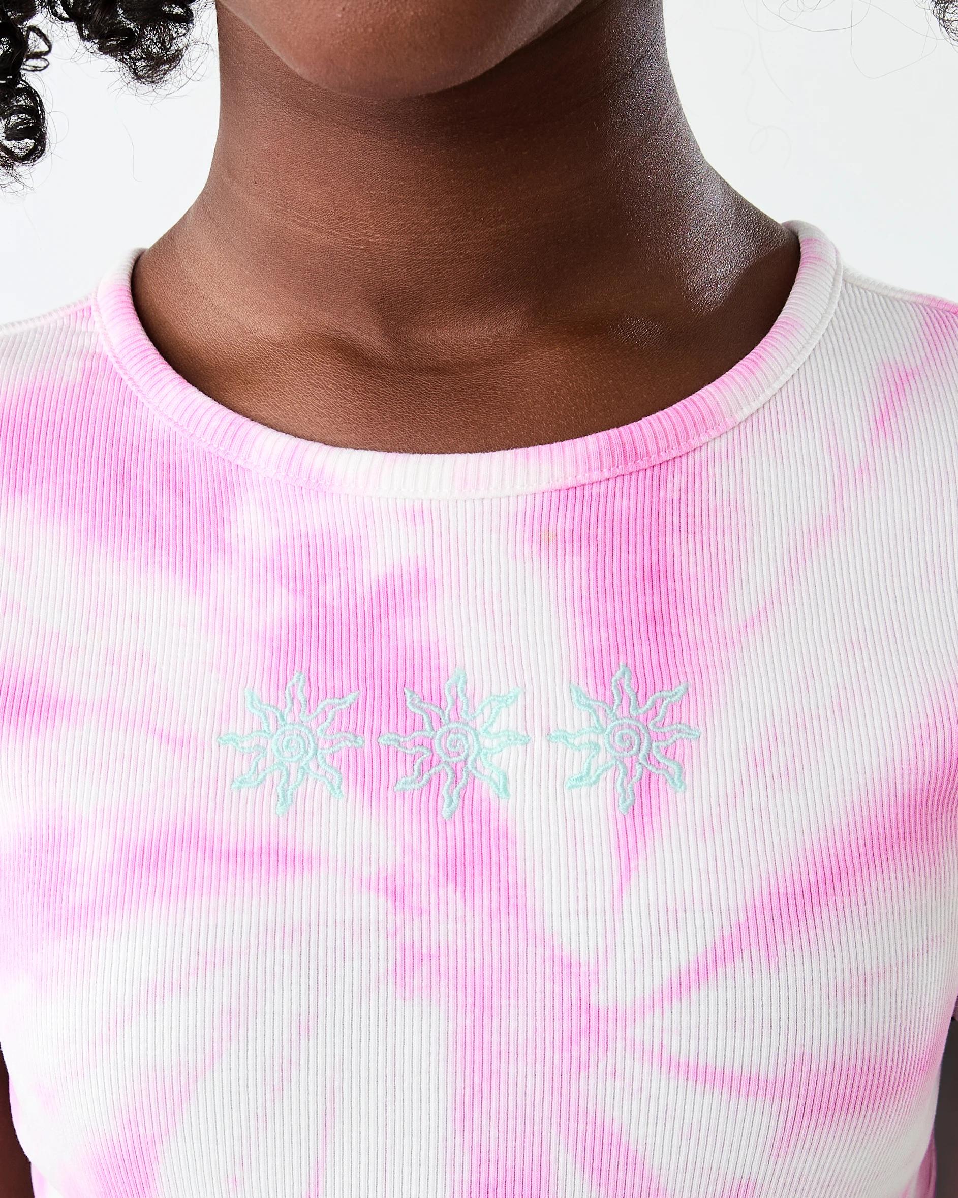 4 Short Sleeve Scoop Neck Rib Dress Pnk Tiedye, 4 of 8
