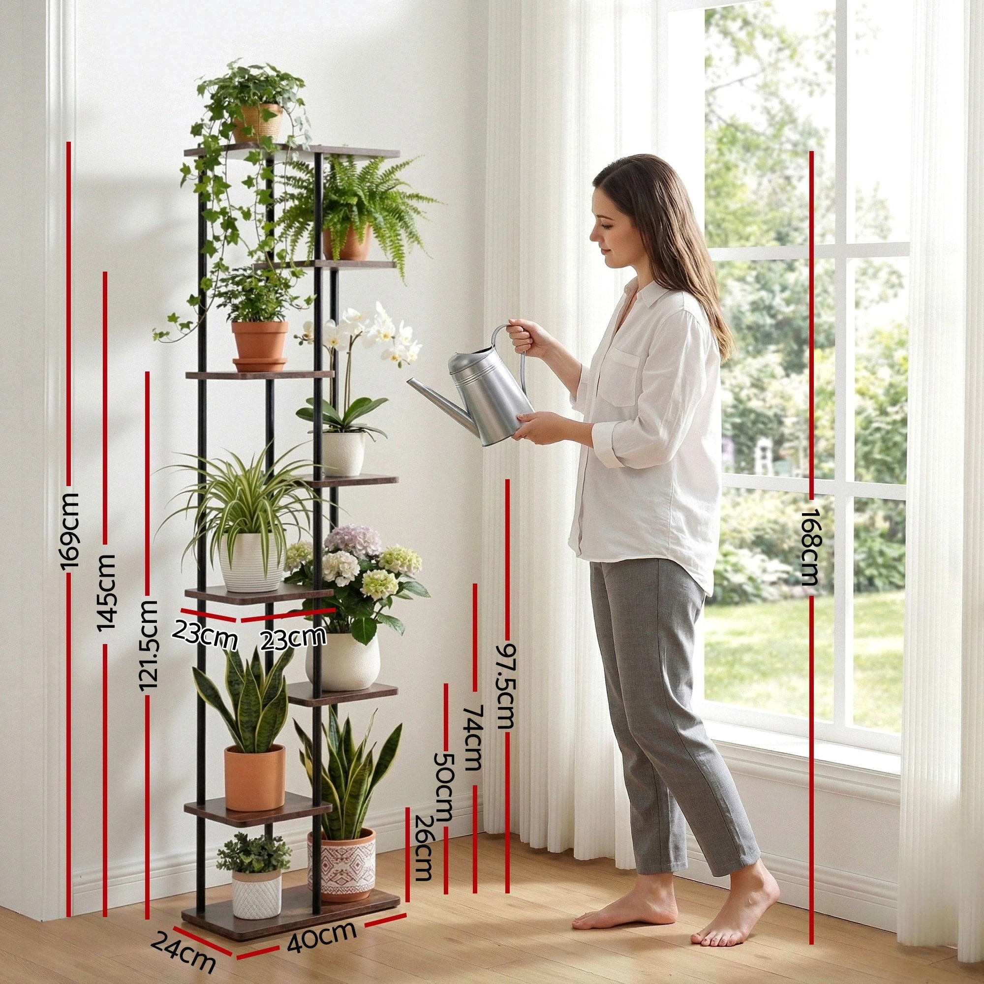 2 Artiss 8 Tiers Plant Stand Metal Flower Pots Shelf Indoor Outdoor Garden Home - Multi, 2 of 8