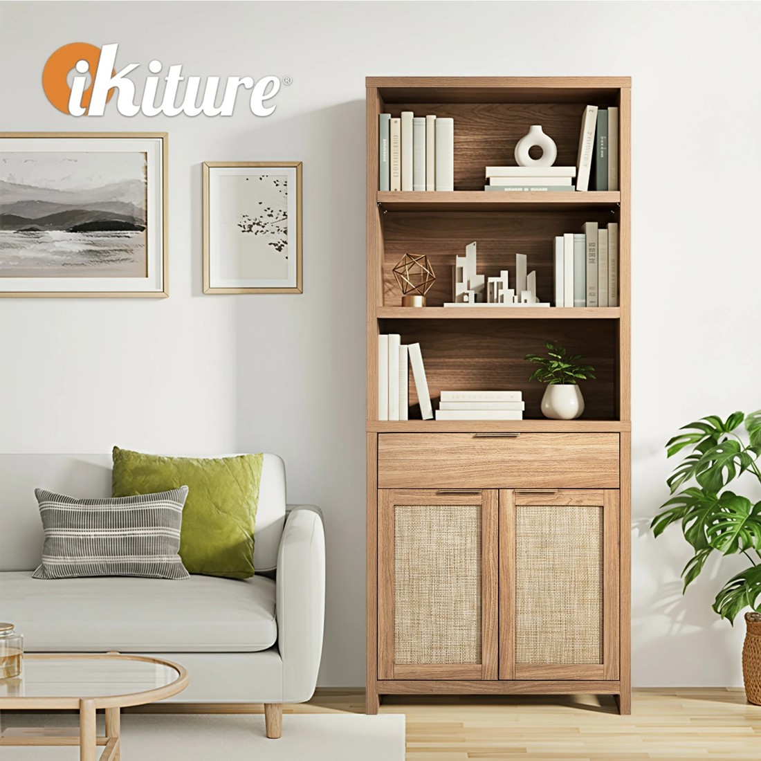 5 Oikiture Display Shelf Bookshelf Bookcase Adjustable Storage Cabinet 5 Tier
 - natural, 5 of 10