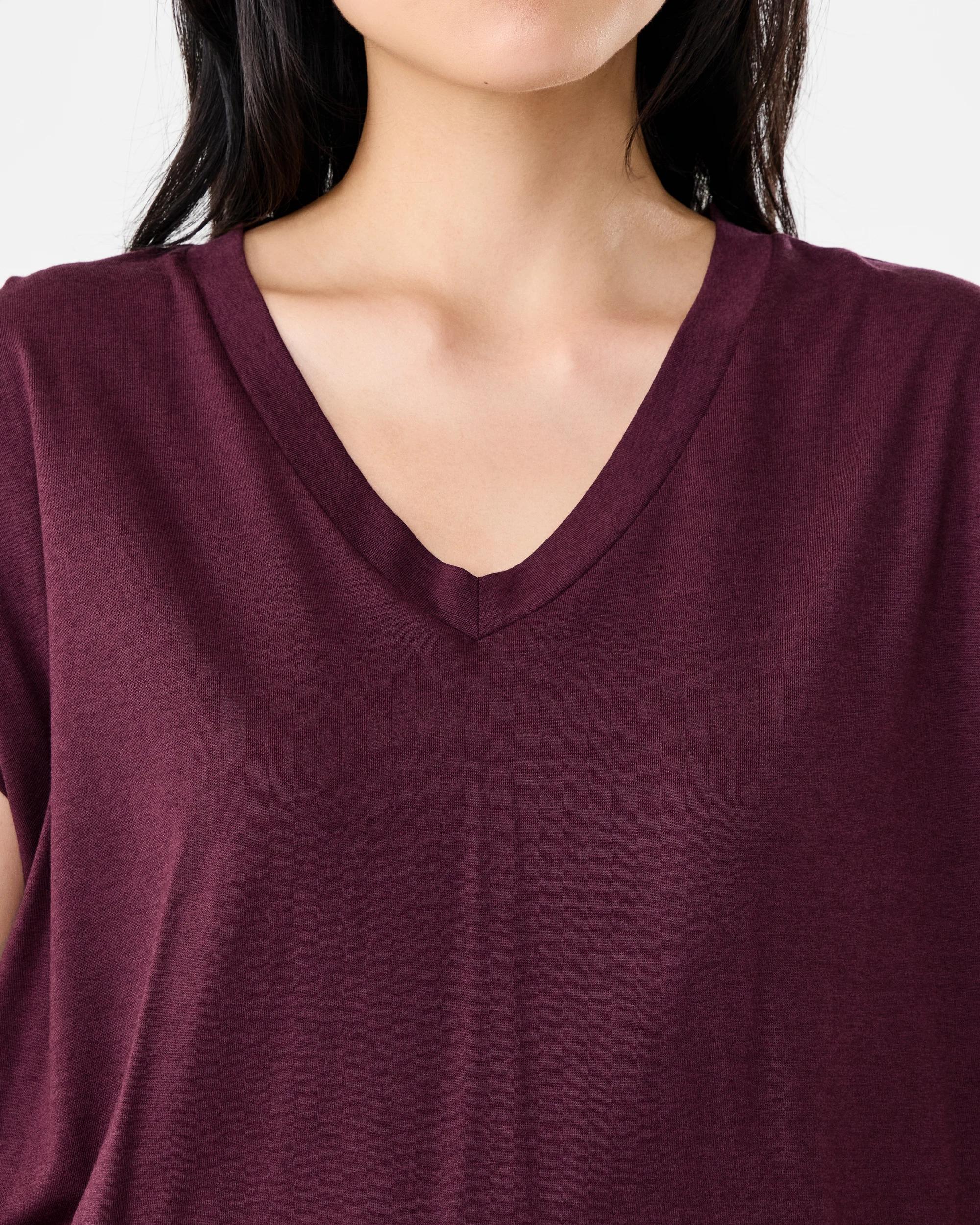 5 Short Extended Sleeve V-Neck T-shirt Red Royale, 5 of 6