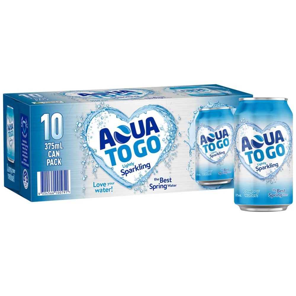 1 Aqua to Go Sparkling Water Cans 375mL 10 Pack, 1 of 3
