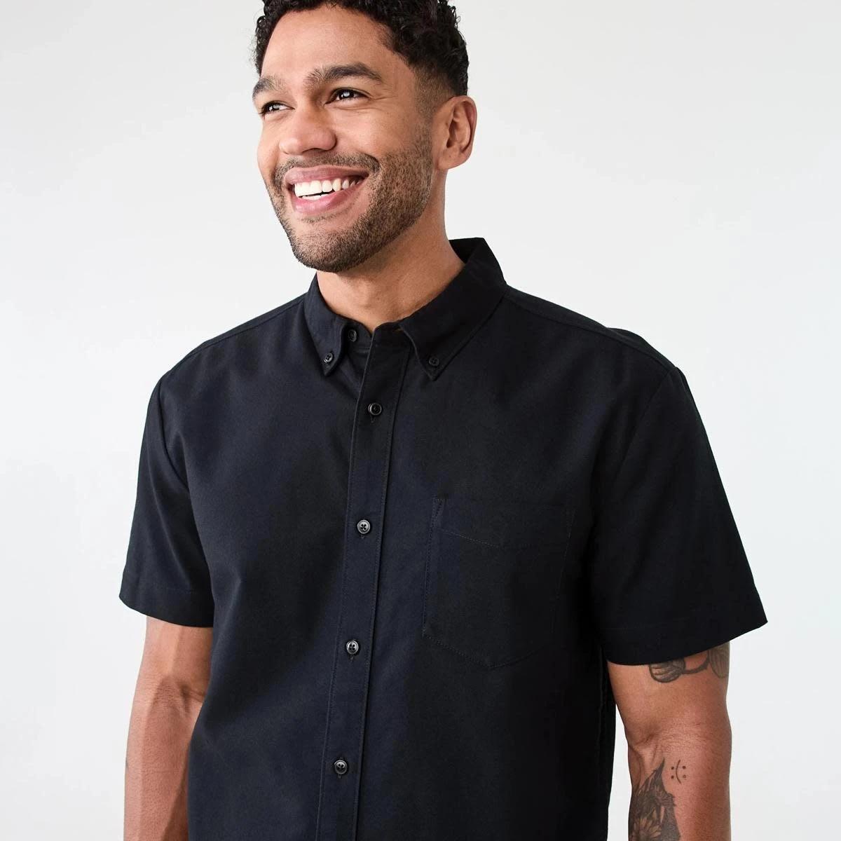 4 Short Sleeve Oxford Shirt BLACK, 4 of 6