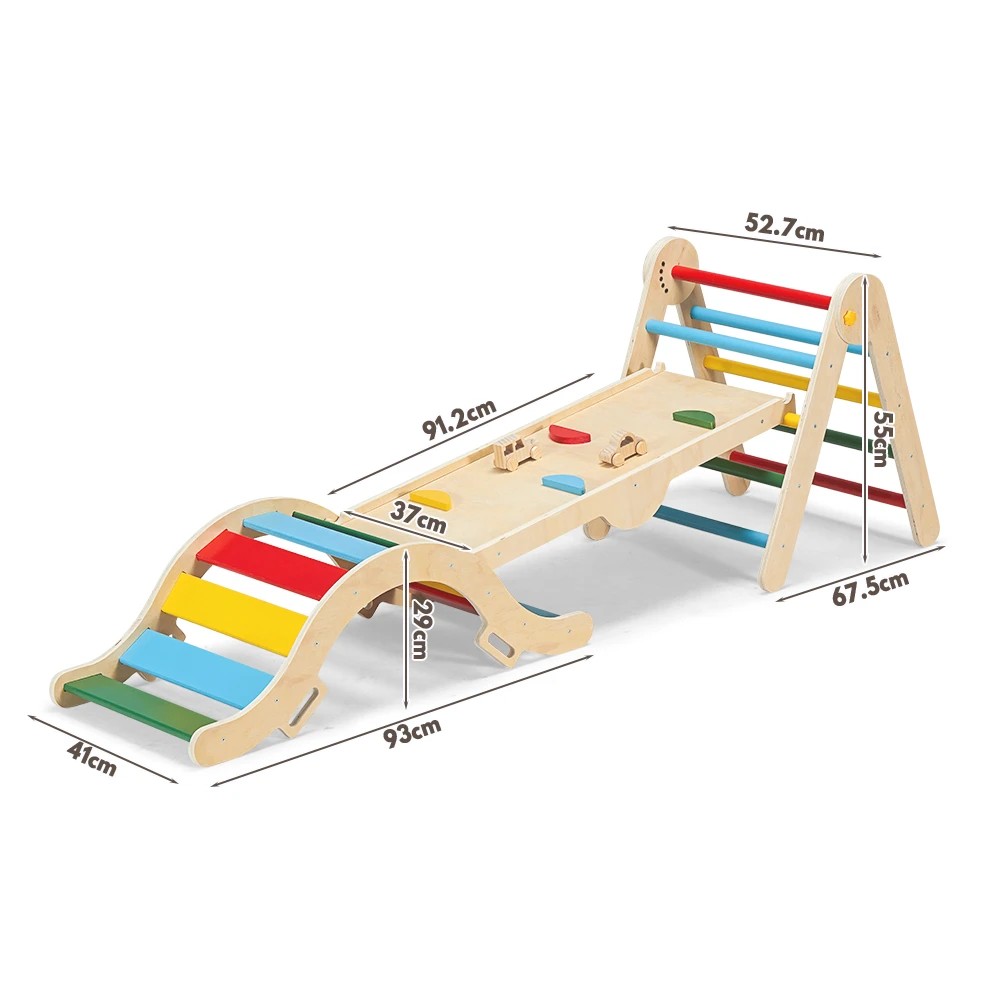 2 PlayPals 6-In-1 Pikler Triangle Set Foldable Montessori Climbing Toys Wooden - Multi, 2 of 3
