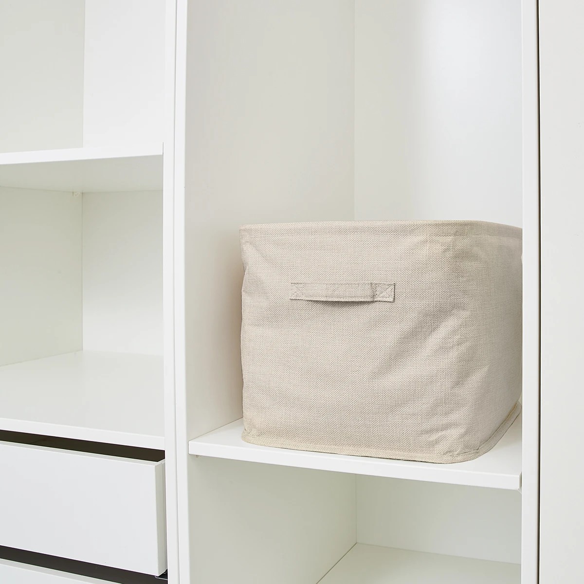 2 Linen Look Open Storage Box - Beige, 2 of 9