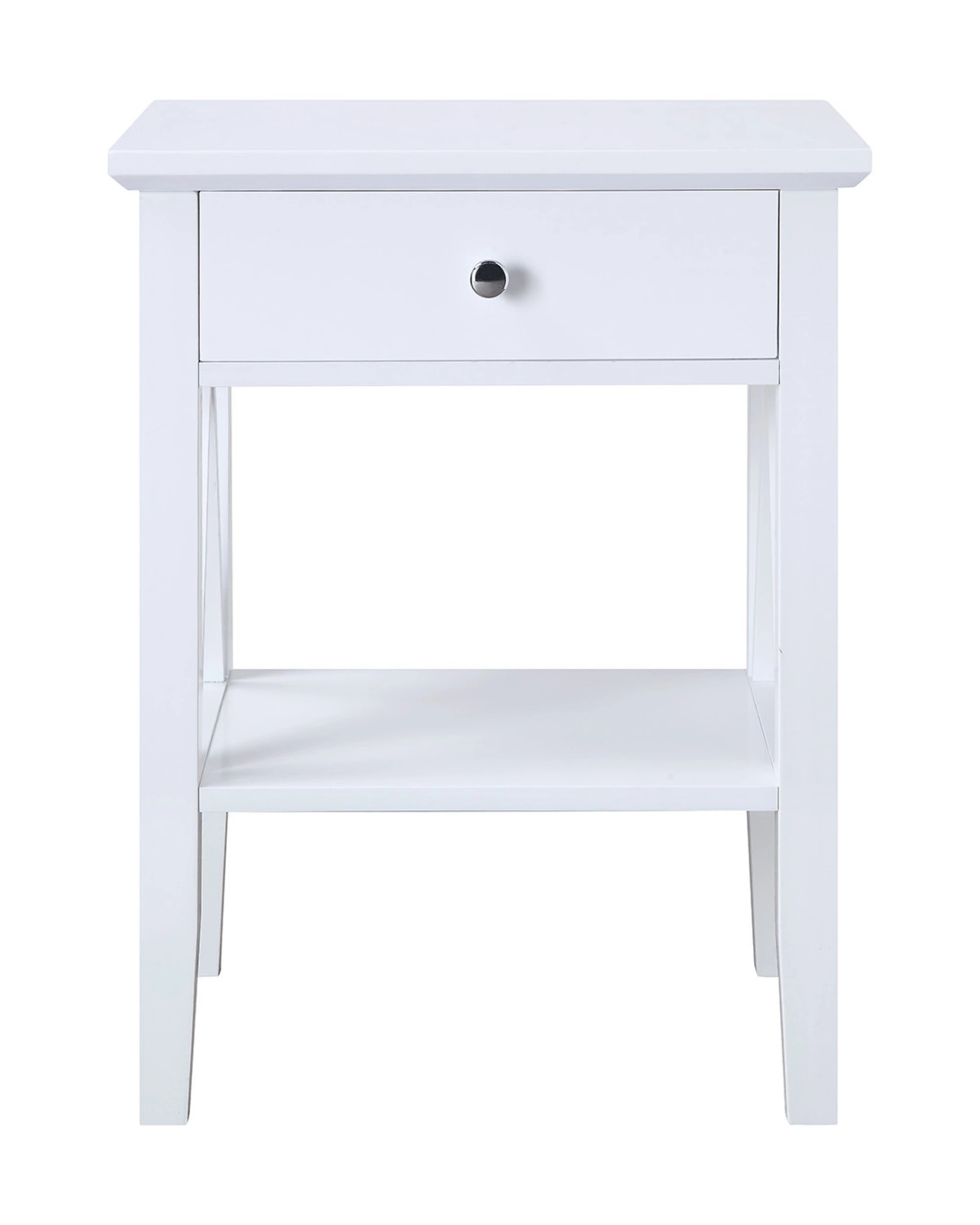 1 Sarantino Greta Bedside Table with Drawer in White - White, 1 of 8