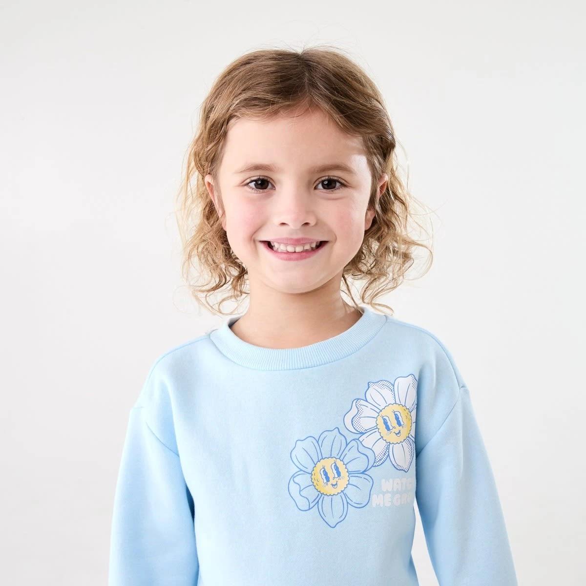 3 Print Crew Neck Sweatshirt WATCH ME GROW BLUE, 3 of 7