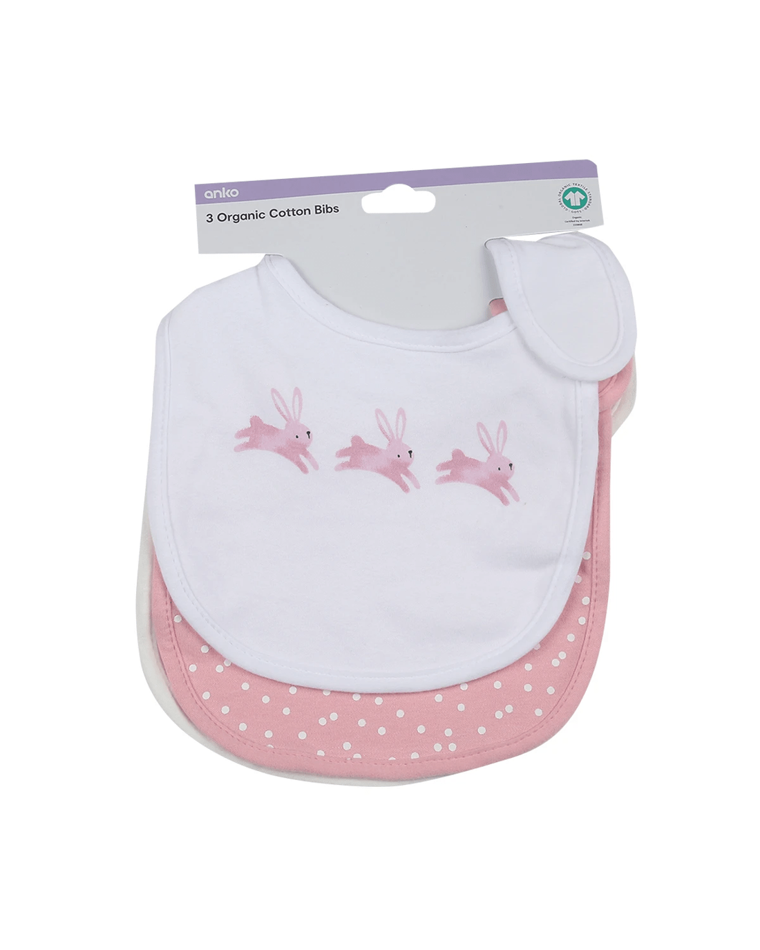 5 3 Pack Organic Cotton Bibs - Bunny, 5 of 5