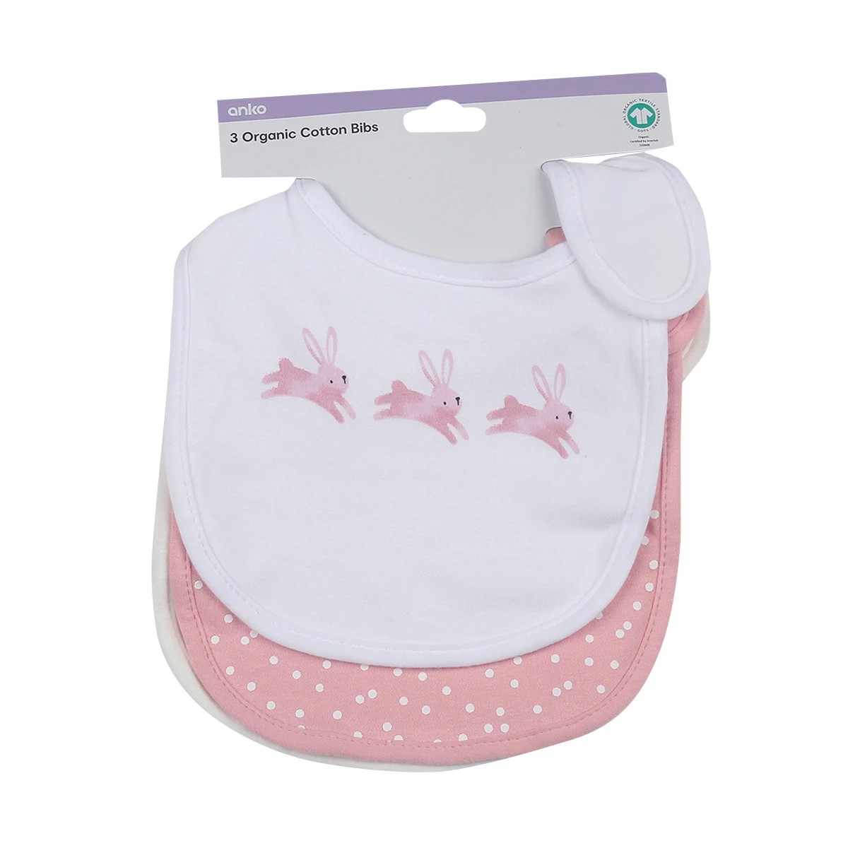 5 3 Pack Organic Cotton Bibs - Bunny, 5 of 5