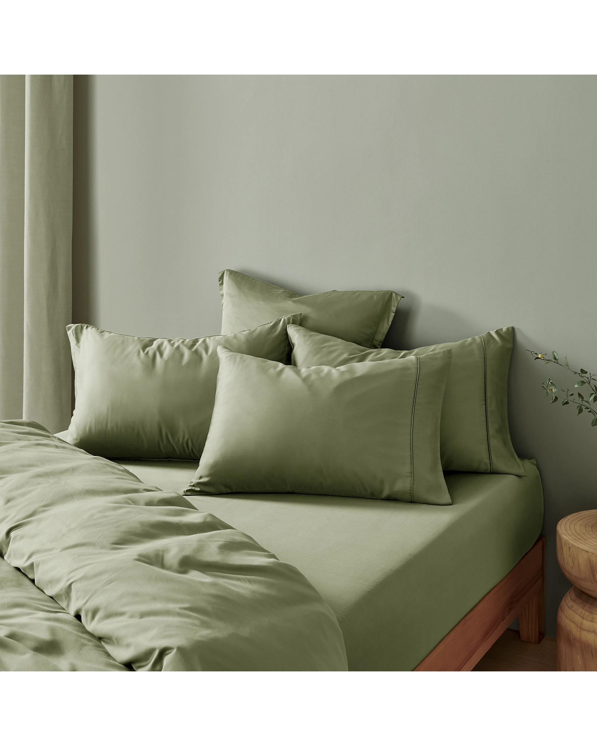 4 Natural Home 400TC 100% Bamboo Sateen Fitted Sheet Set - King Bed - Eucalyptus, 4 of 5