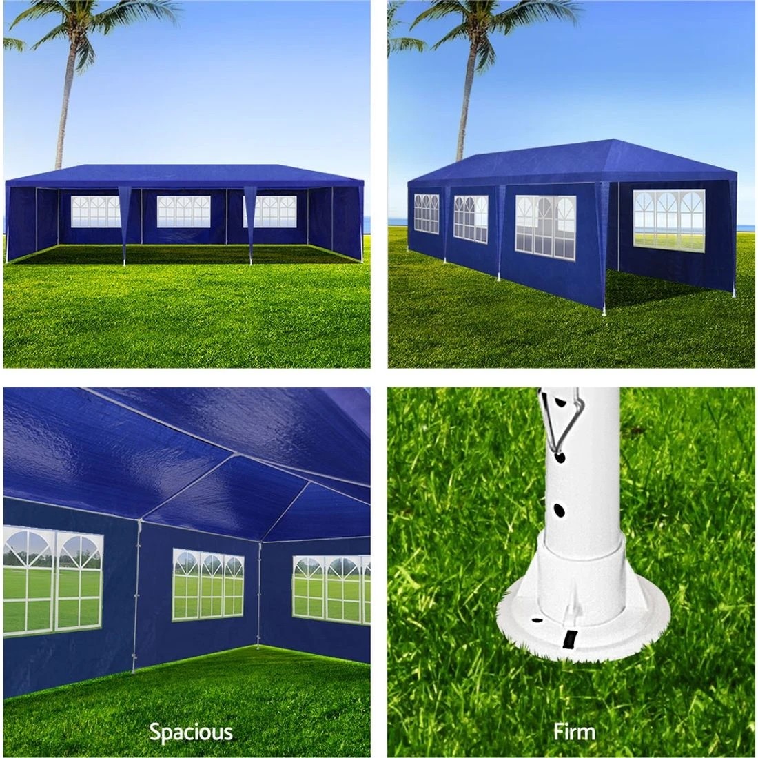 3 Instahut Gazebo 3x9m Marquee Wedding Party Tent Outdoor Camping Side Wall Canopy 8 Panel - Blue, 3 of 6