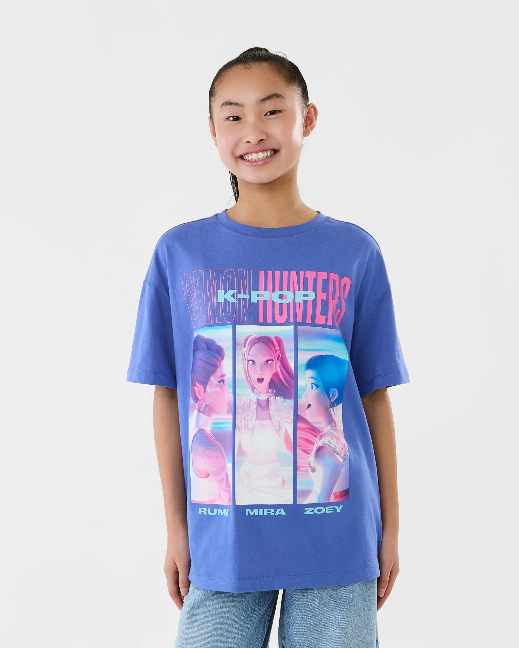 1 KPop Demon Hunters Huntrix License Oversized T-shirt Blue Dh, 1 of 7