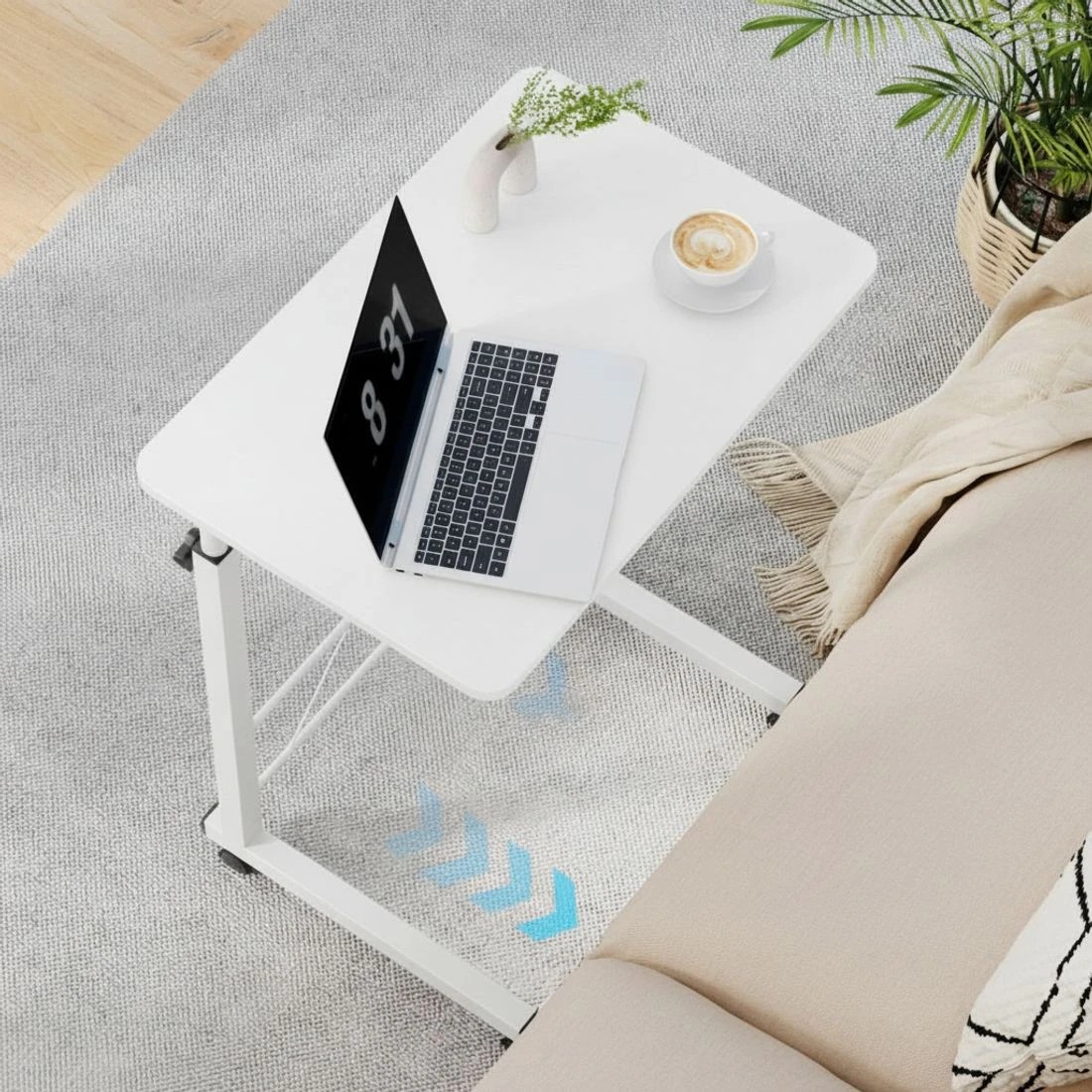2 Artiss Laptop Desk Table Adjustable 60CM - White, 2 of 8