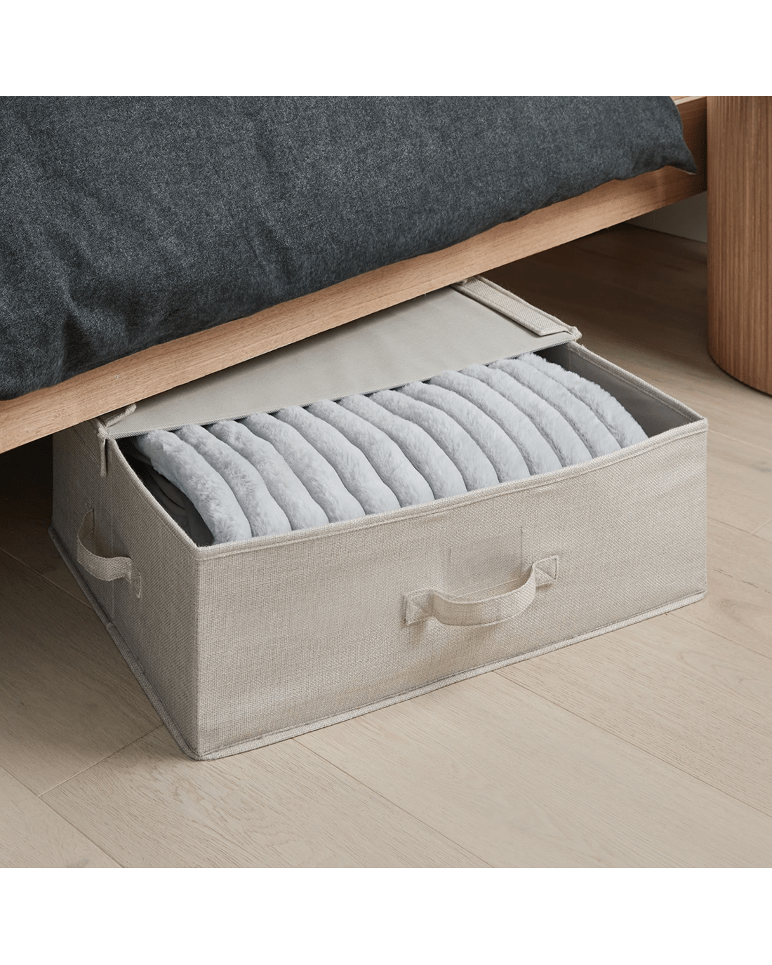 1 Linen Look Underbed Storage Box - Beige, 1 of 8