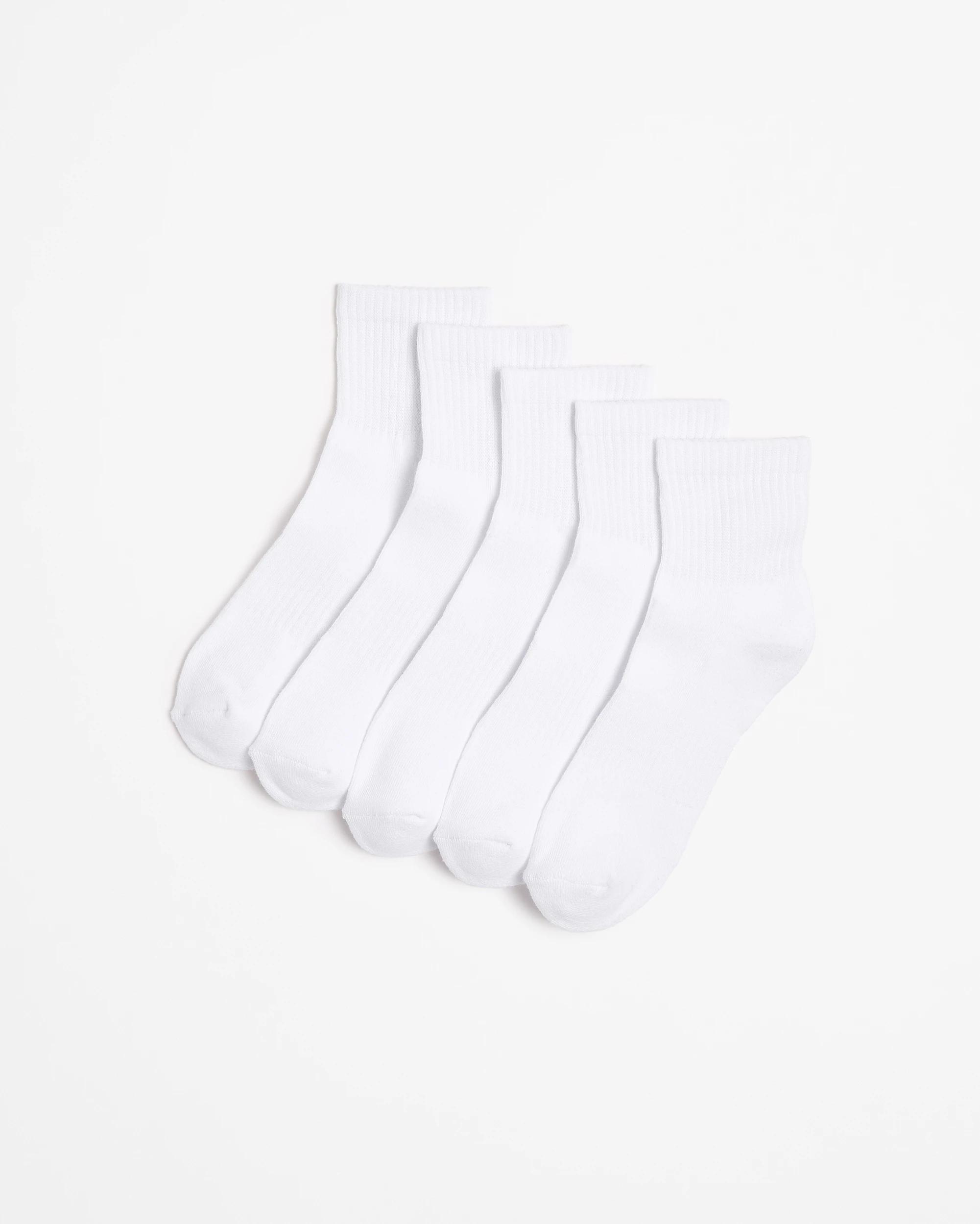 1 Australian Cotton Blend 5 Pack Sport Quarter Crew  Socks - Maxx WHITE, 1 of 3