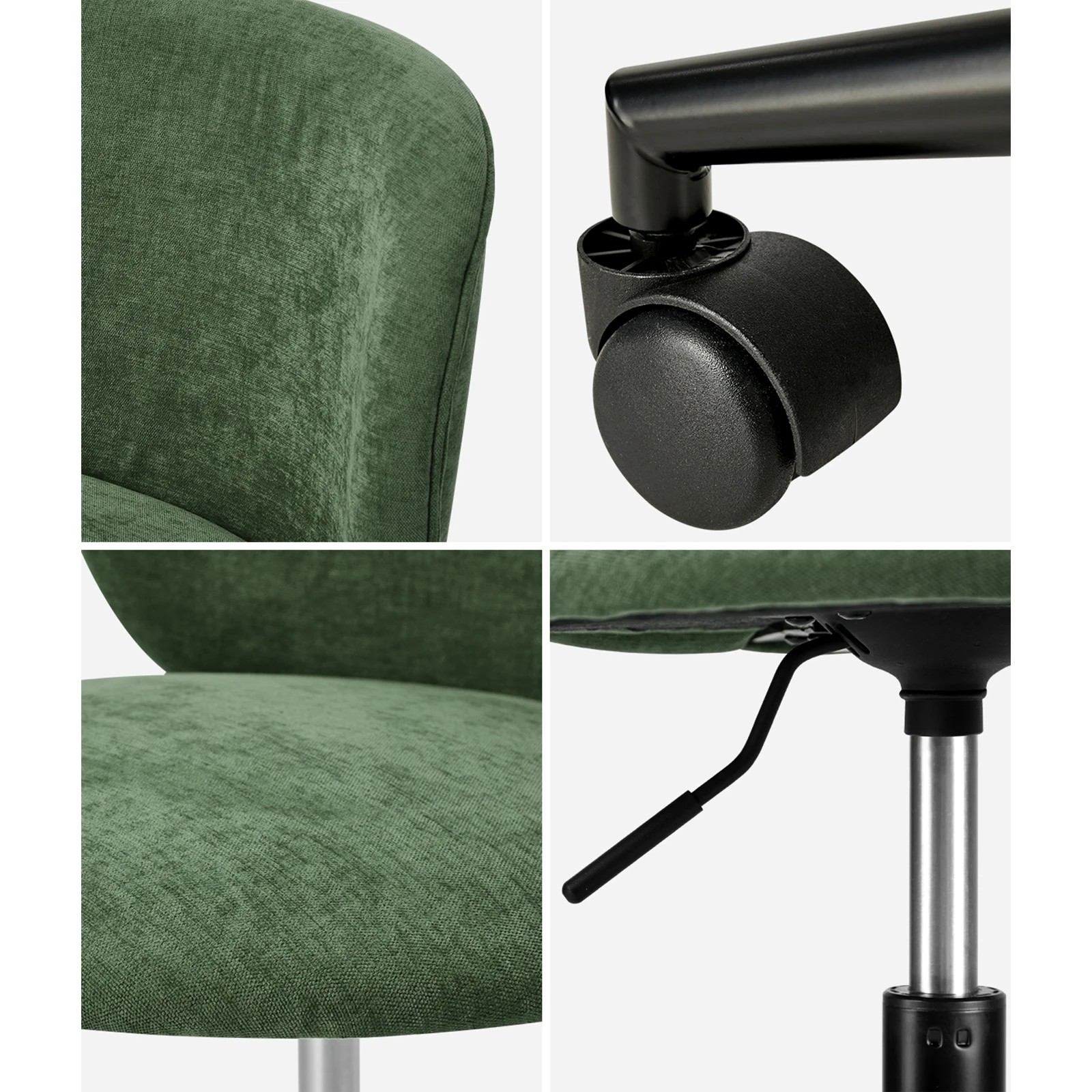 5 Oikiture Office Chair Swivel Armless Mid Back Ergonomic Chair Wheels - Green, 5 of 5