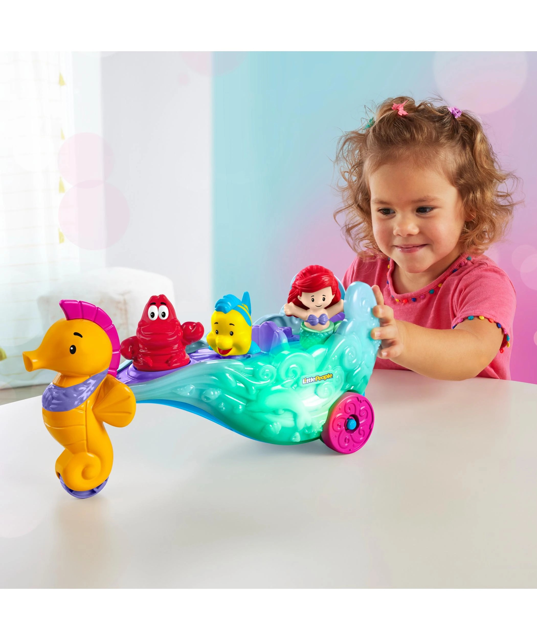 5 Little People Disney Princess Ariels Light - Up Sea Carriage - Multi, 5 of 6