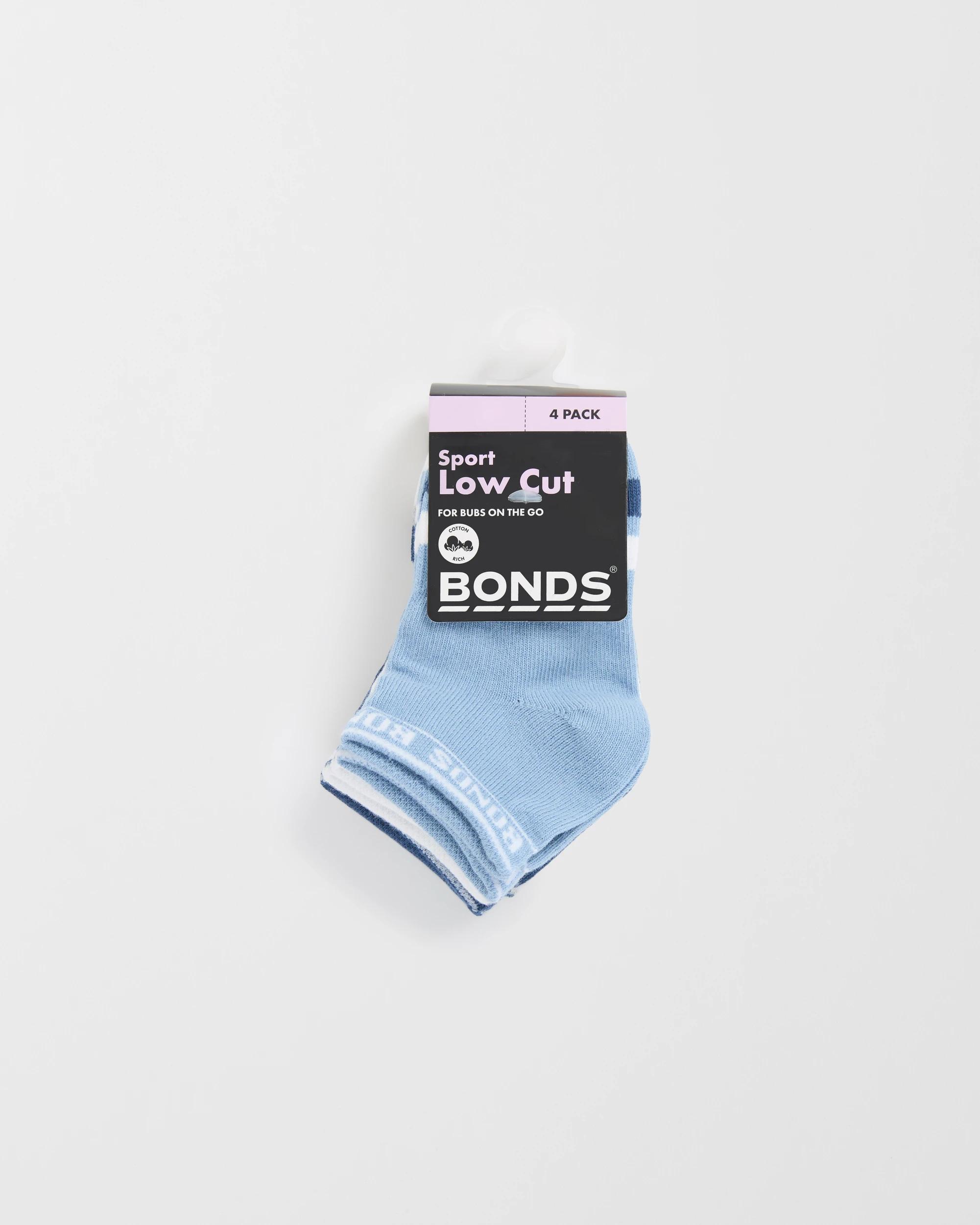 3 Baby Cotton Blend Logo Cushioned Sport Low Cut Socks 3 Pack - Bonds BLUE/WHITE/NAVY/GREY, 3 of 3