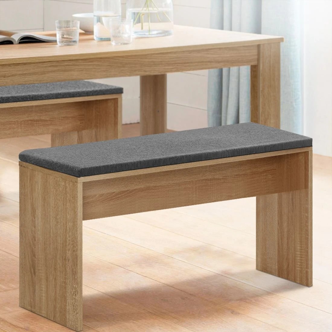 6 Artiss Dining Bench Upholstery Seat Stool Chair Cushion Furniture Oak - Multi, 6 of 6