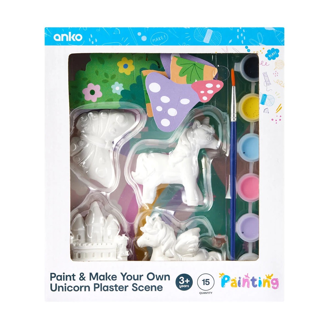 1 15 Piece Paint and Make Your Own Unicorn Plaster Scene, 1 of 10