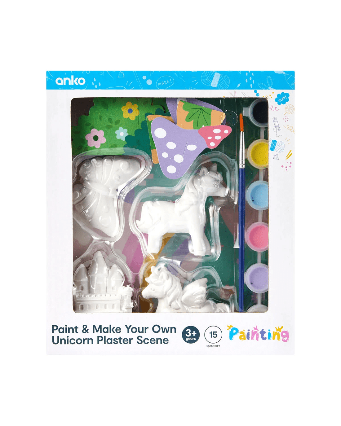1 15 Piece Paint and Make Your Own Unicorn Plaster Scene, 1 of 10