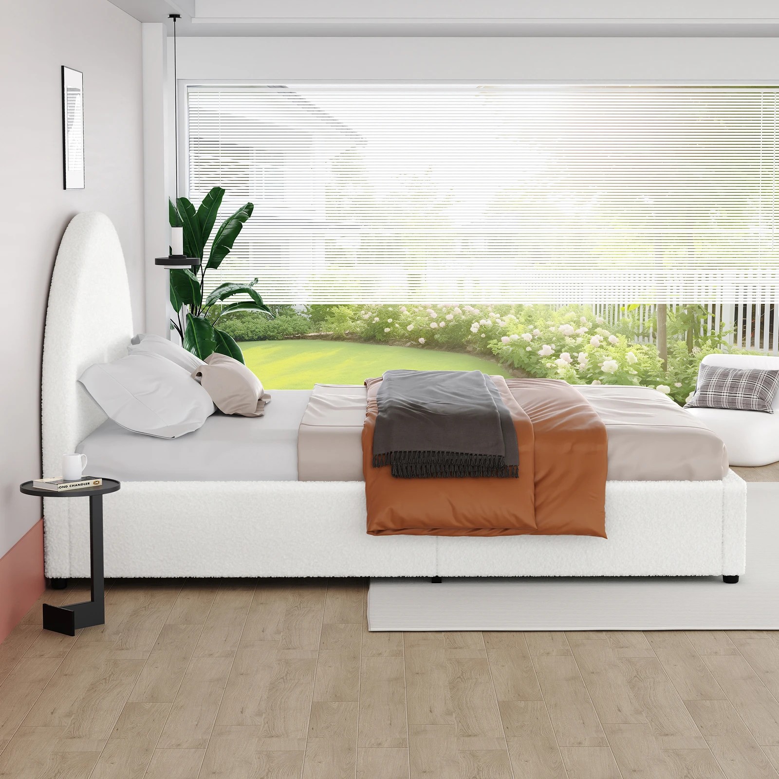 5 Alfordson Bed Frame King Single Gas Lift Base With Storage Boucle Howell - White, 5 of 10