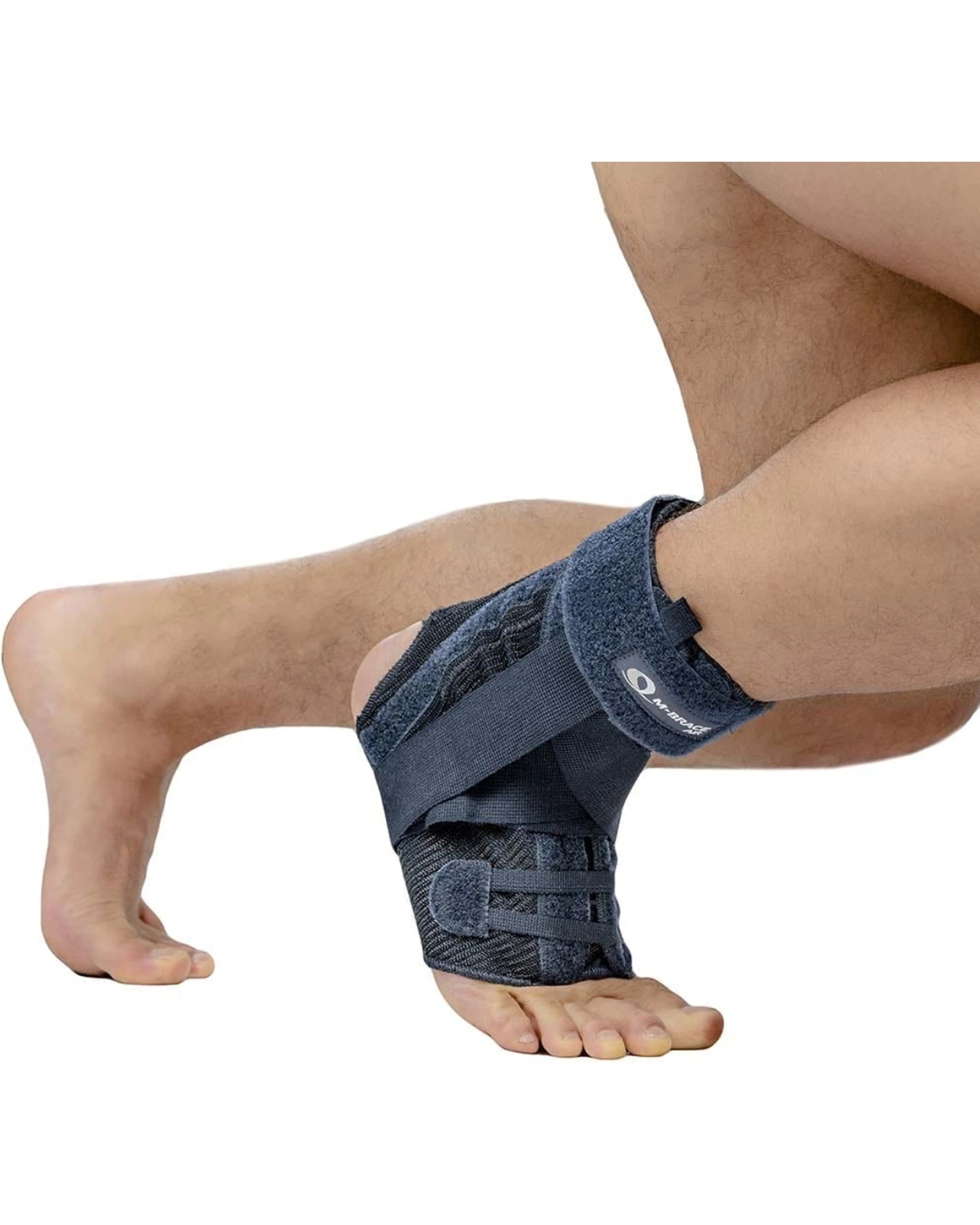 5 M-Brace Laced Ankle Stabilizer Figure 8 Strap Cotton Lining Support Large - Blue, 5 of 7