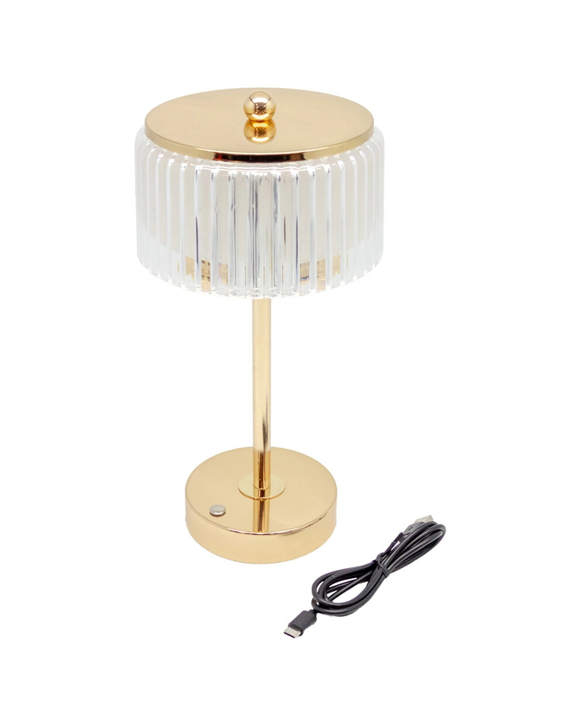 2 Boyle Rechargeable LED Table Lamp Acrylic Flute Shade Adjustable Lighting - Gold, 2 of 8