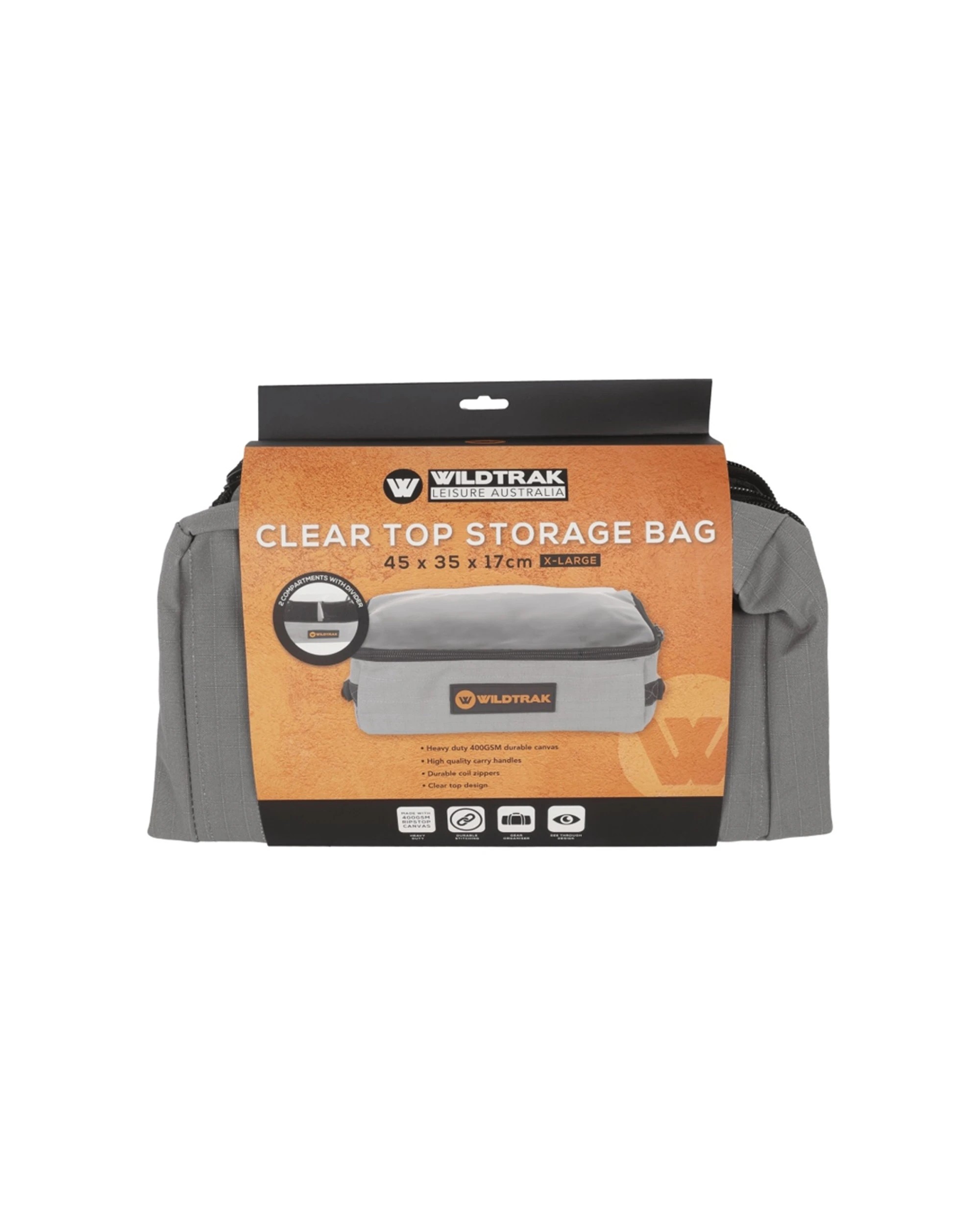 7 Wildtrak Explorer Clear Top Bag Camping Storage 400Gsm Canvas - Grey, 7 of 9