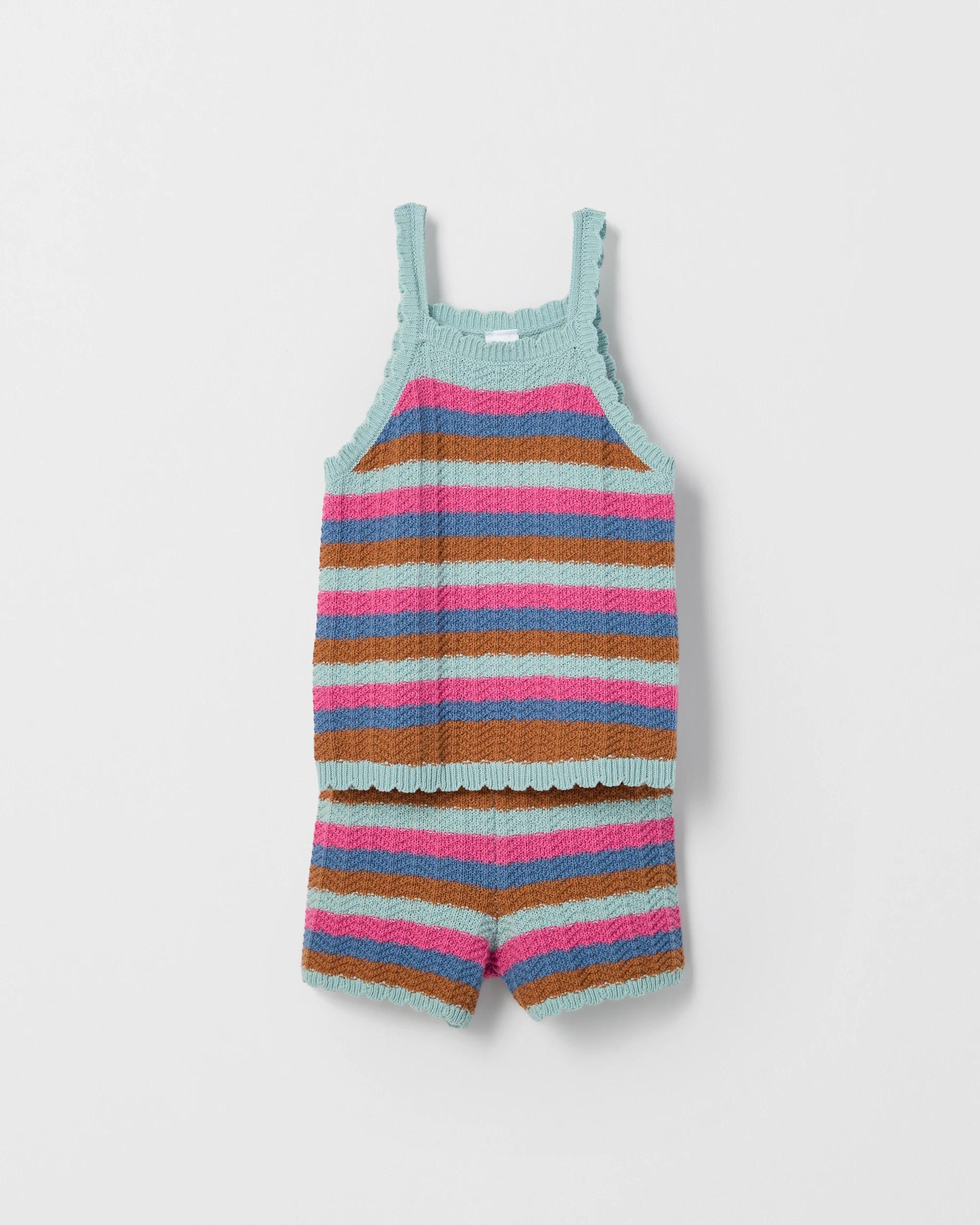 5 Target Kids Australian Cotton Crochet Tank Top and Shorts Set MULTI STRIPE, 5 of 7