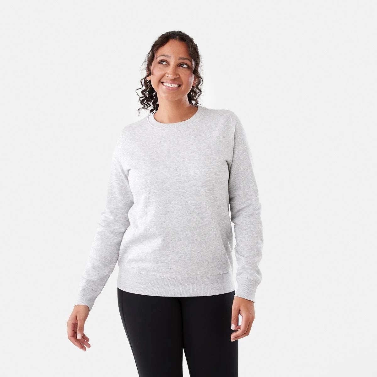 1 Active Womens Basic Crew Sweatshirt SOFT GREY MARLE, 1 of 5