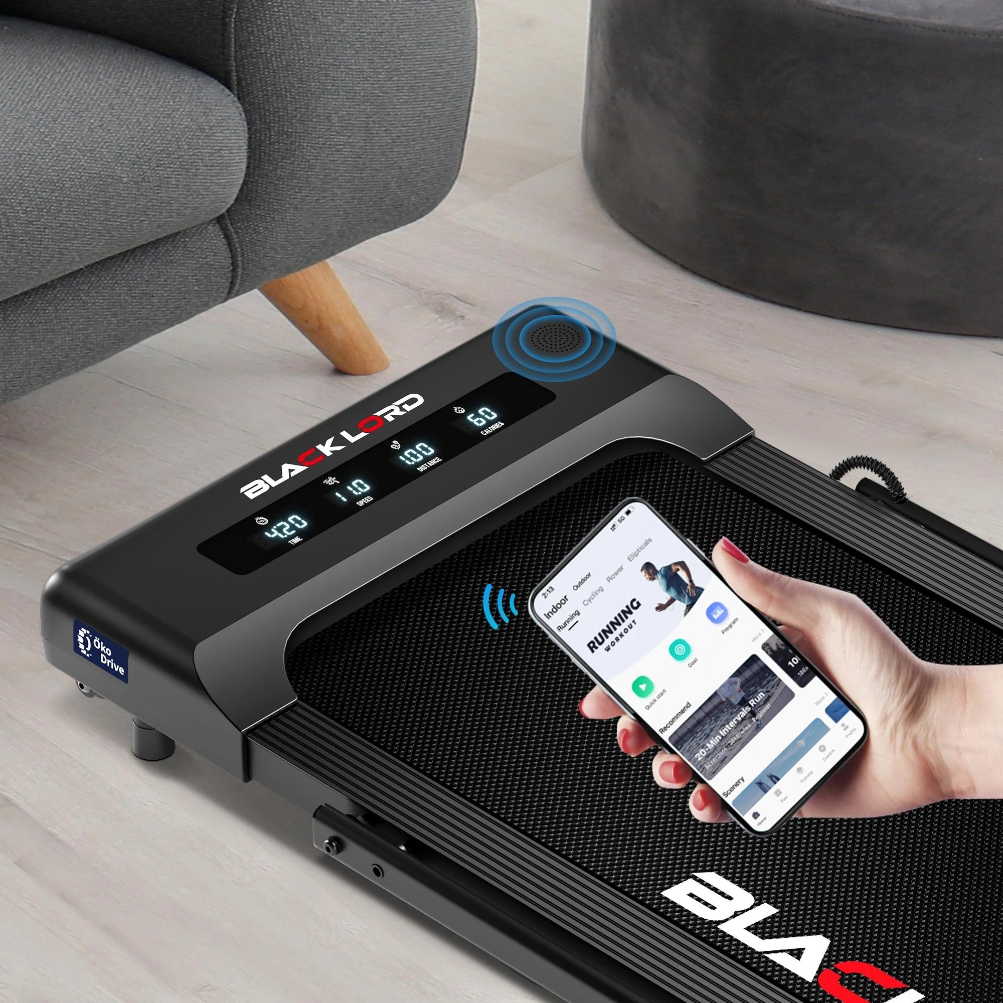 4 Black Lord Treadmill Electric Walking Pad Under Desk Foldable Gym 400mm - Black, 4 of 9