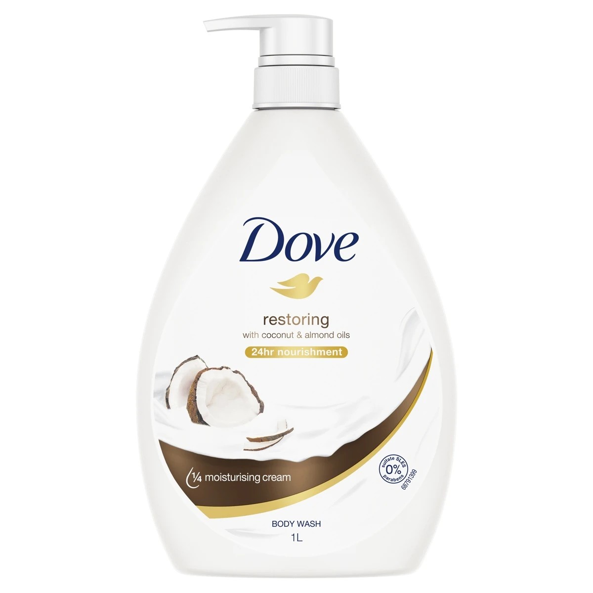 1 Dove Restoring & Nourishing Body Wash 1L - Coconut and Almond Oil, 1 of 9