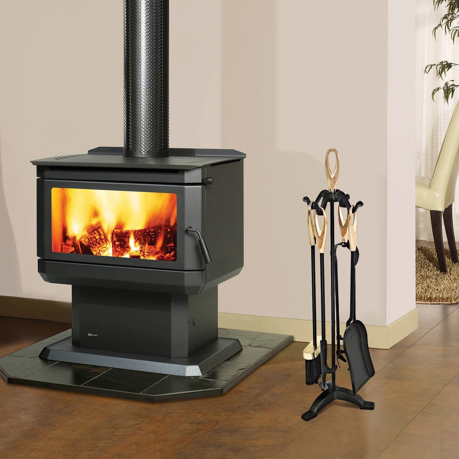 3 Costway 5pcs Iron Fireplace Tools Set Detachable Utility Set, 3 of 3