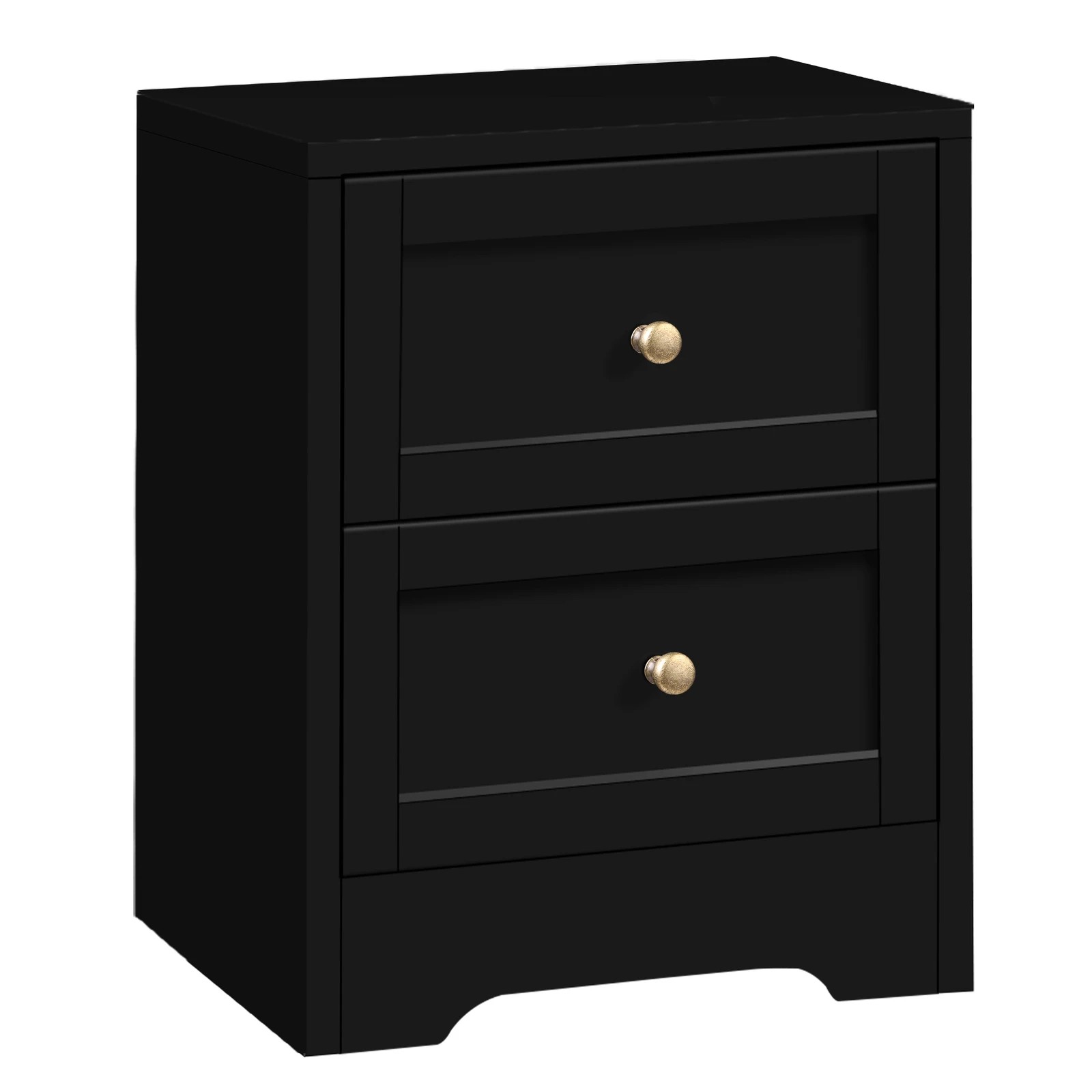 3 Alfordson 2x Bedside Table 2 Drawers Hamptons Nightstand - Black, 3 of 9