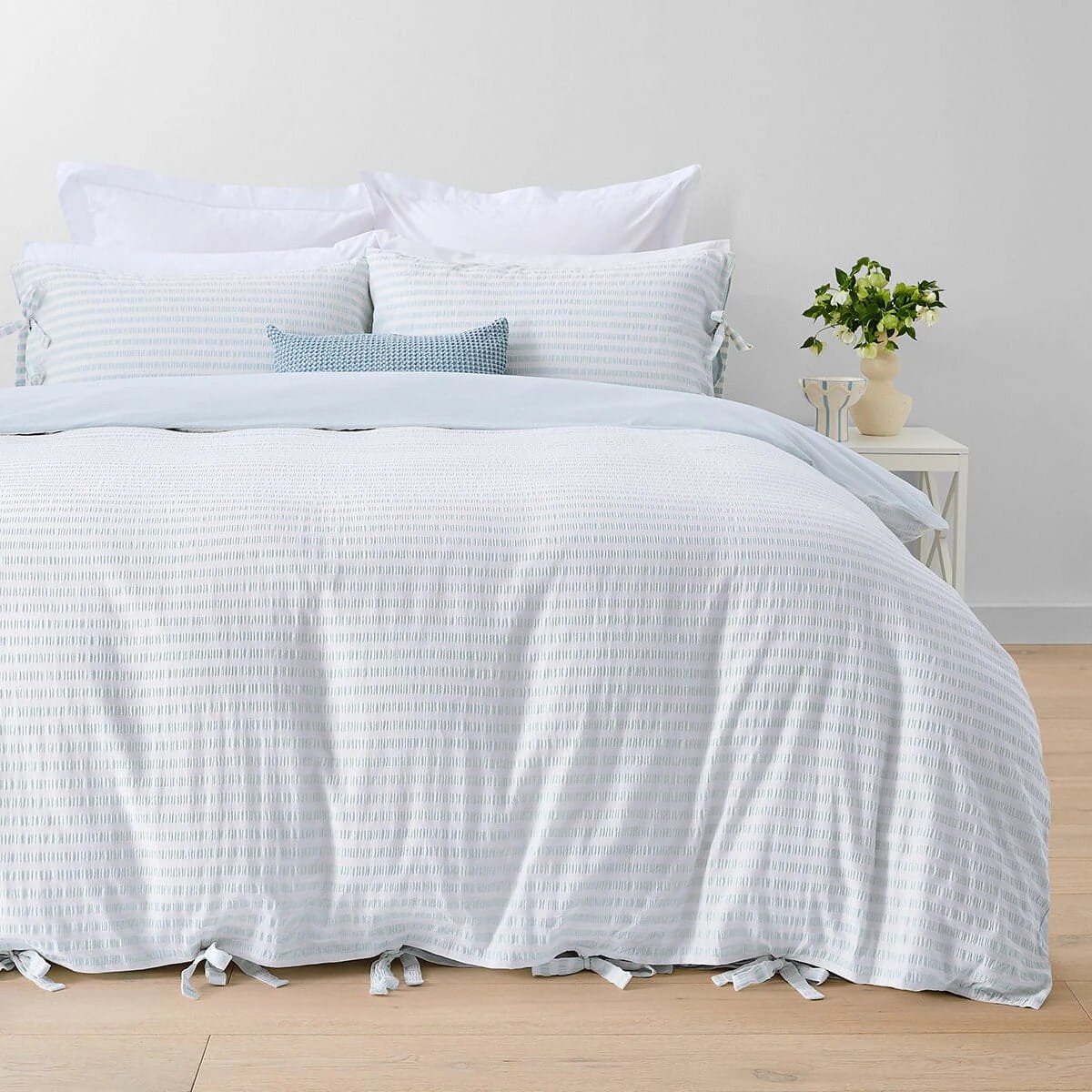 1 Bronte Cotton Quilt Cover Set - Double Bed, Blue, 1 of 7