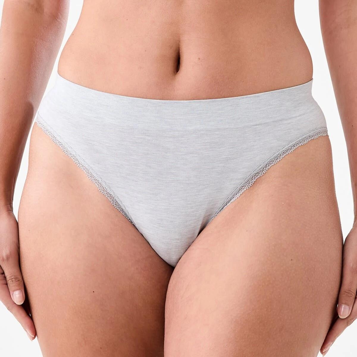 5 3 Pack Seamfree Bamboo Lace Bikini Briefs HALOGEN BLUE, SILVER MARLE, SHADOW NAVY, 5 of 9