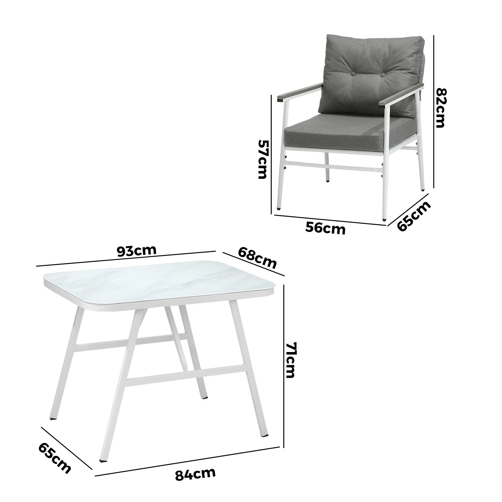 2 Livsip Outdoor Dining Set Garden Furniture Setting Marble-style Table 3 Piece - Multi, 2 of 9