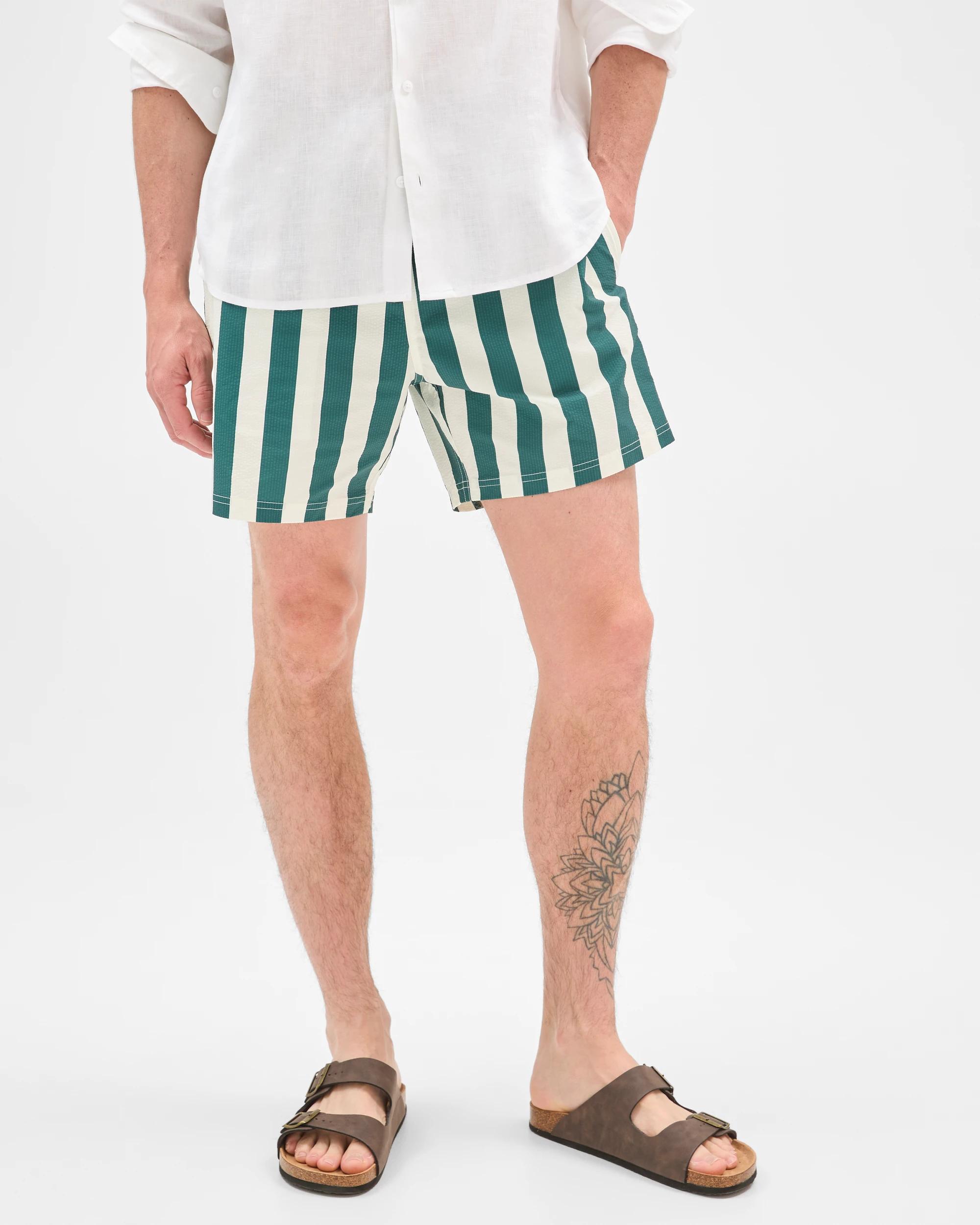3 Target Man Seersucker Swim Volley Shorts GREEN STRIPE, 3 of 9