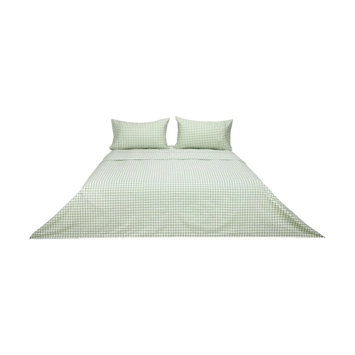 6 250 Thread Count Gingham Cotton Sheet Set - Queen Bed, Sage, 6 of 7